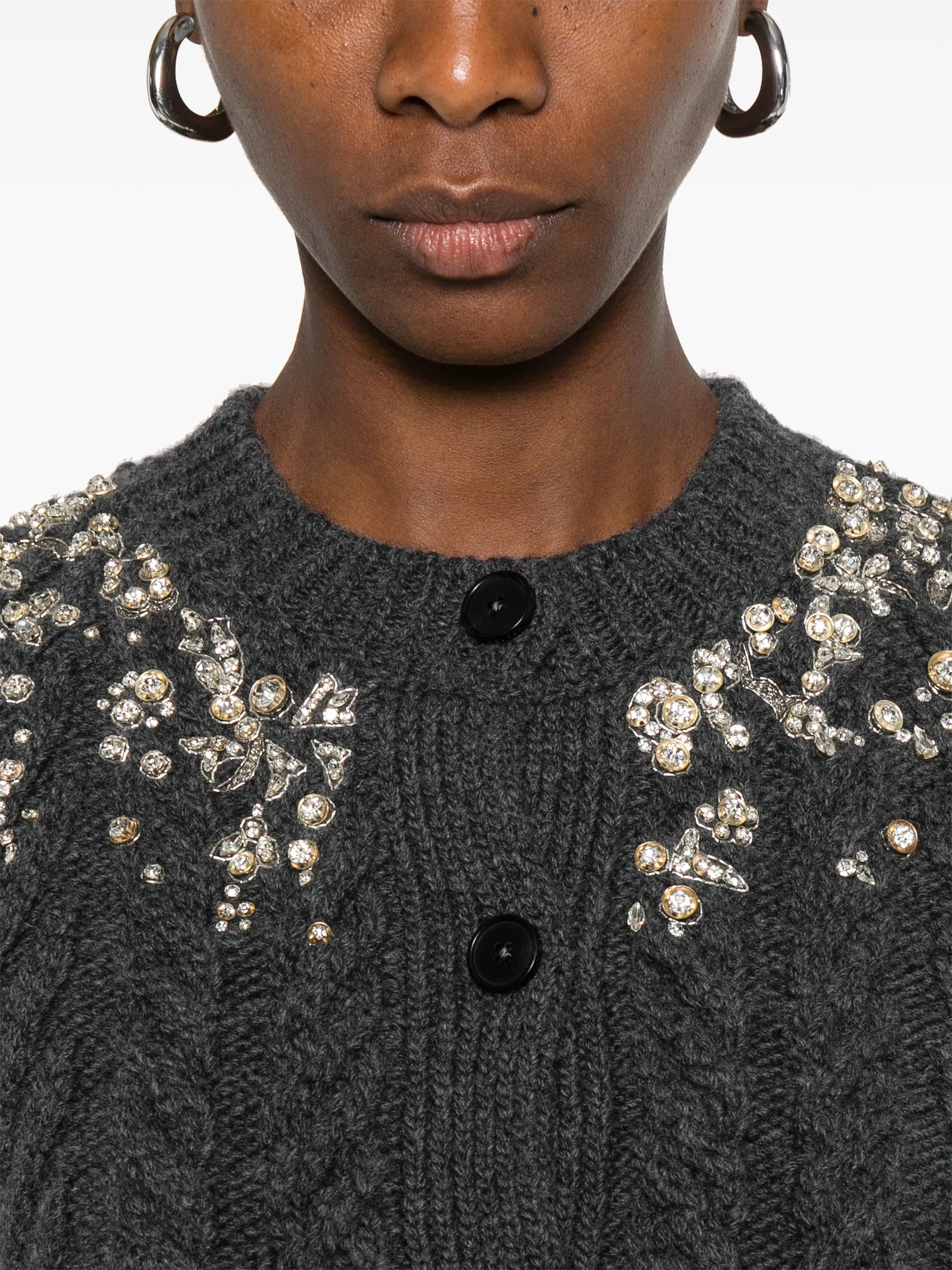 Alexander McQueen crystal - embellished cable - knit cardigan