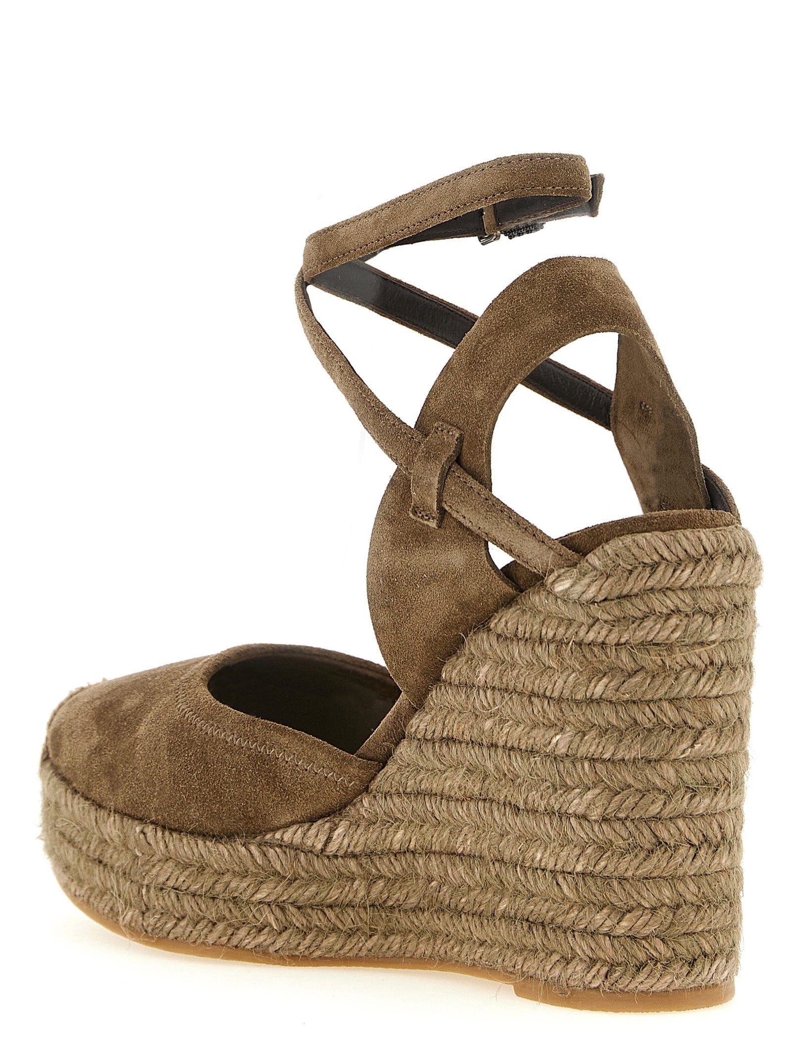 Brunello Cucinelli Precious Loop Wedge Sandal — Taupe