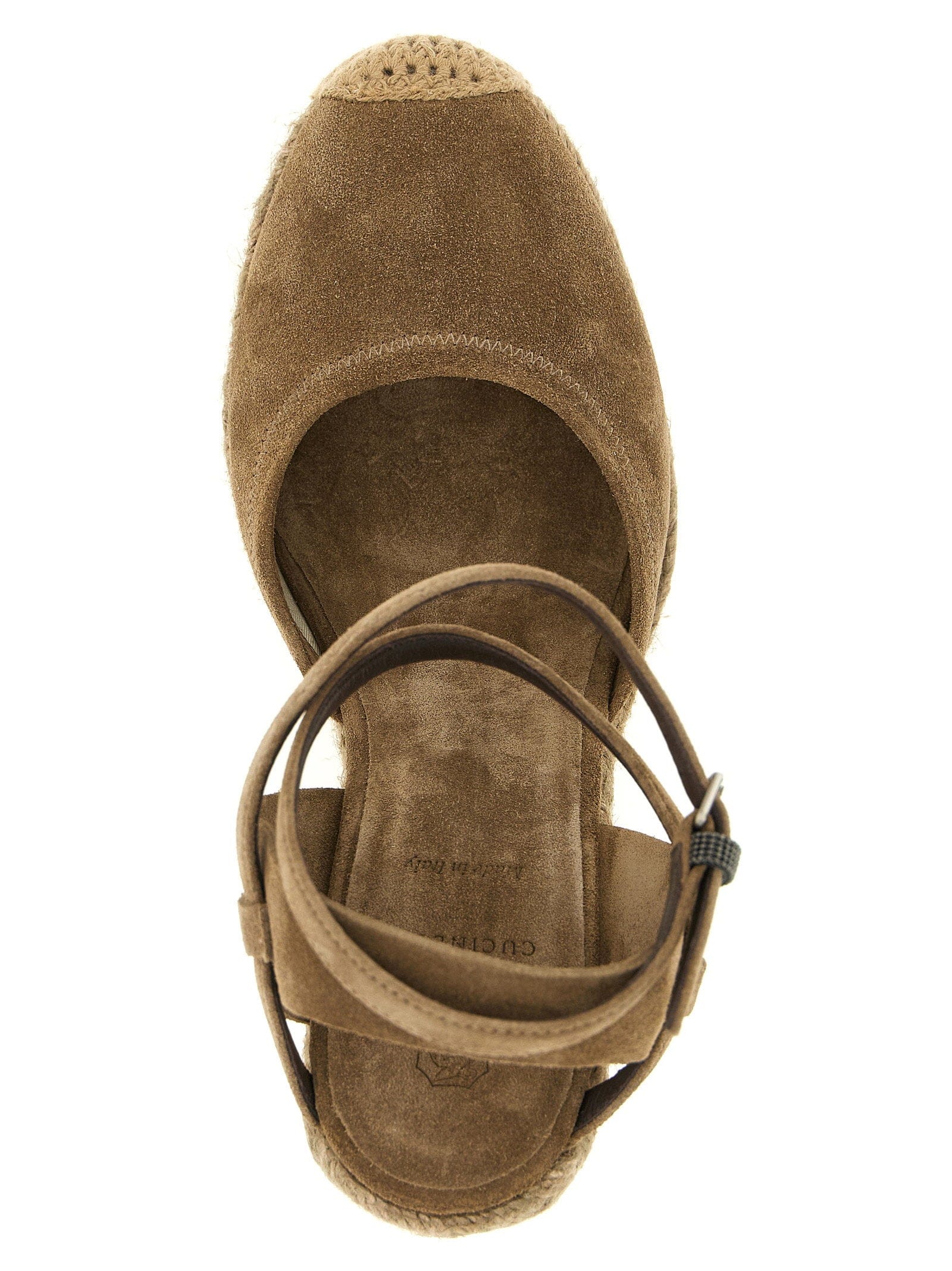 Brunello Cucinelli Precious Loop Wedge Sandal — Taupe