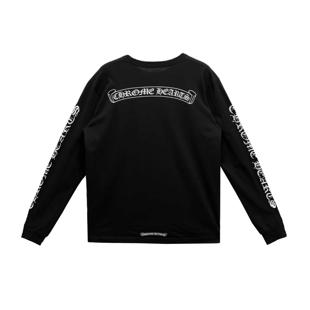 Chrome Hearts Scroll Logo Long Sleeve T - Shirt Black