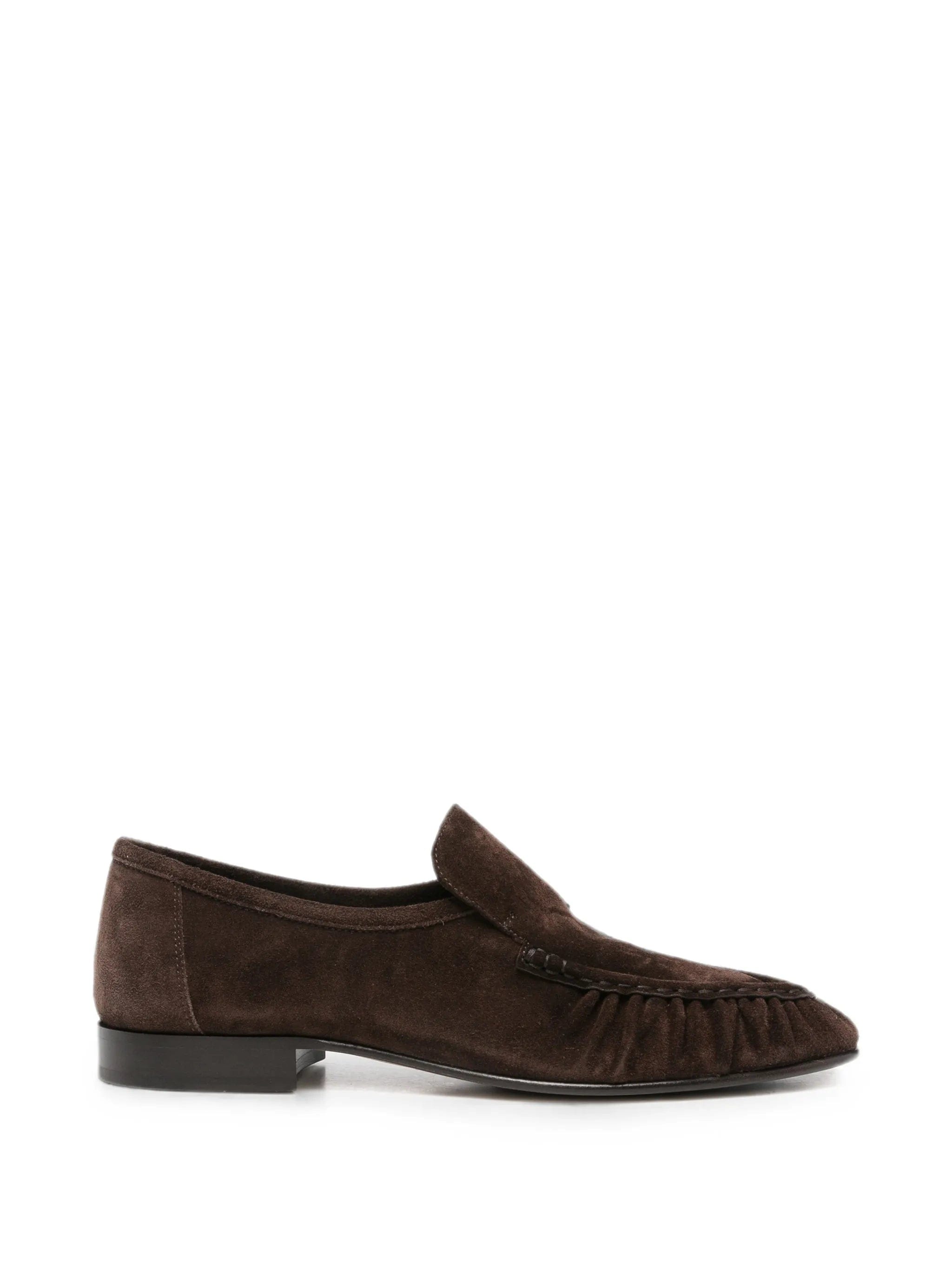 The Row Soft Mocassin Two suede loafers