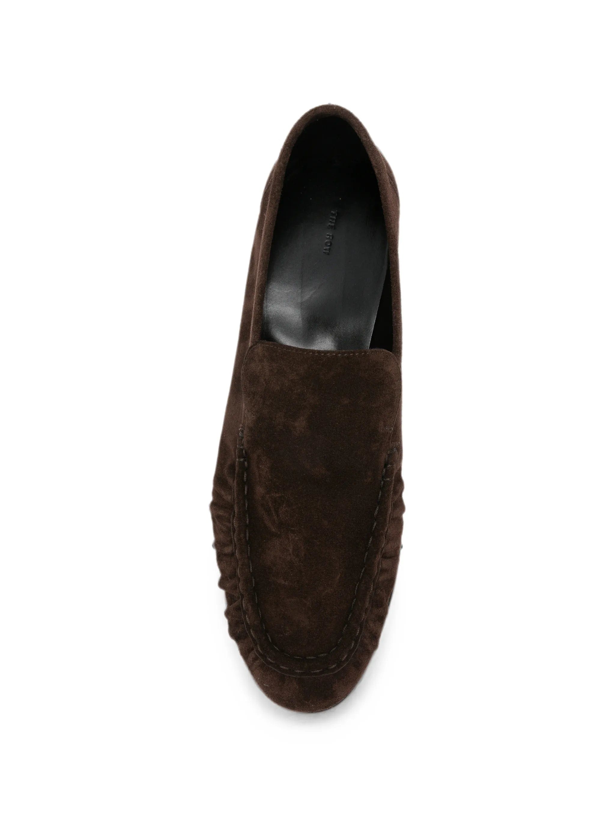 The Row Soft Mocassin Two suede loafers