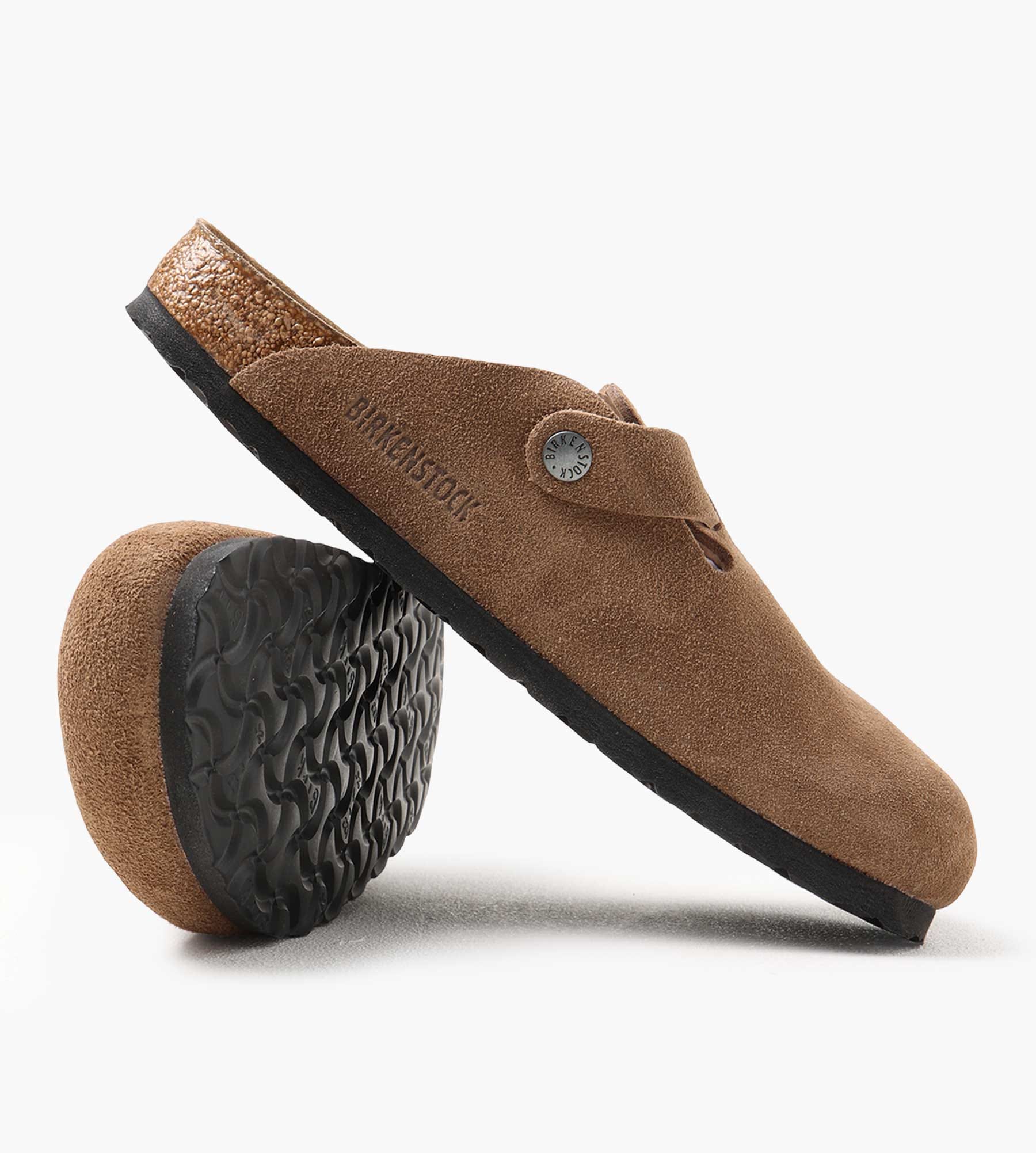 Birkenstock Boston Soft Footbed Suede Leather Dark Tea Tonal FB