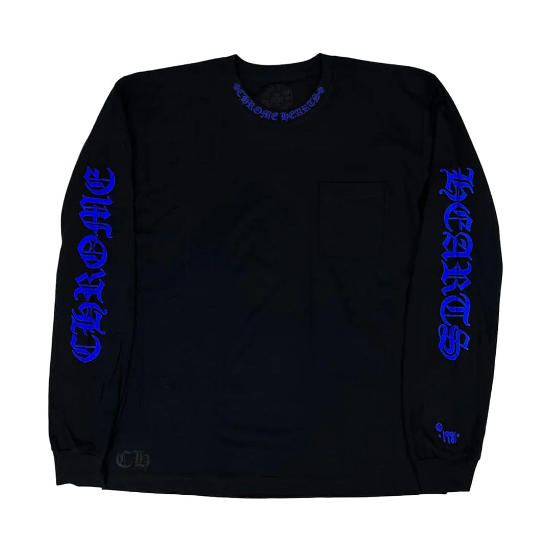 Chrome Hearts 1988 Blue Neck Logo Long Sleeve T - Shirt