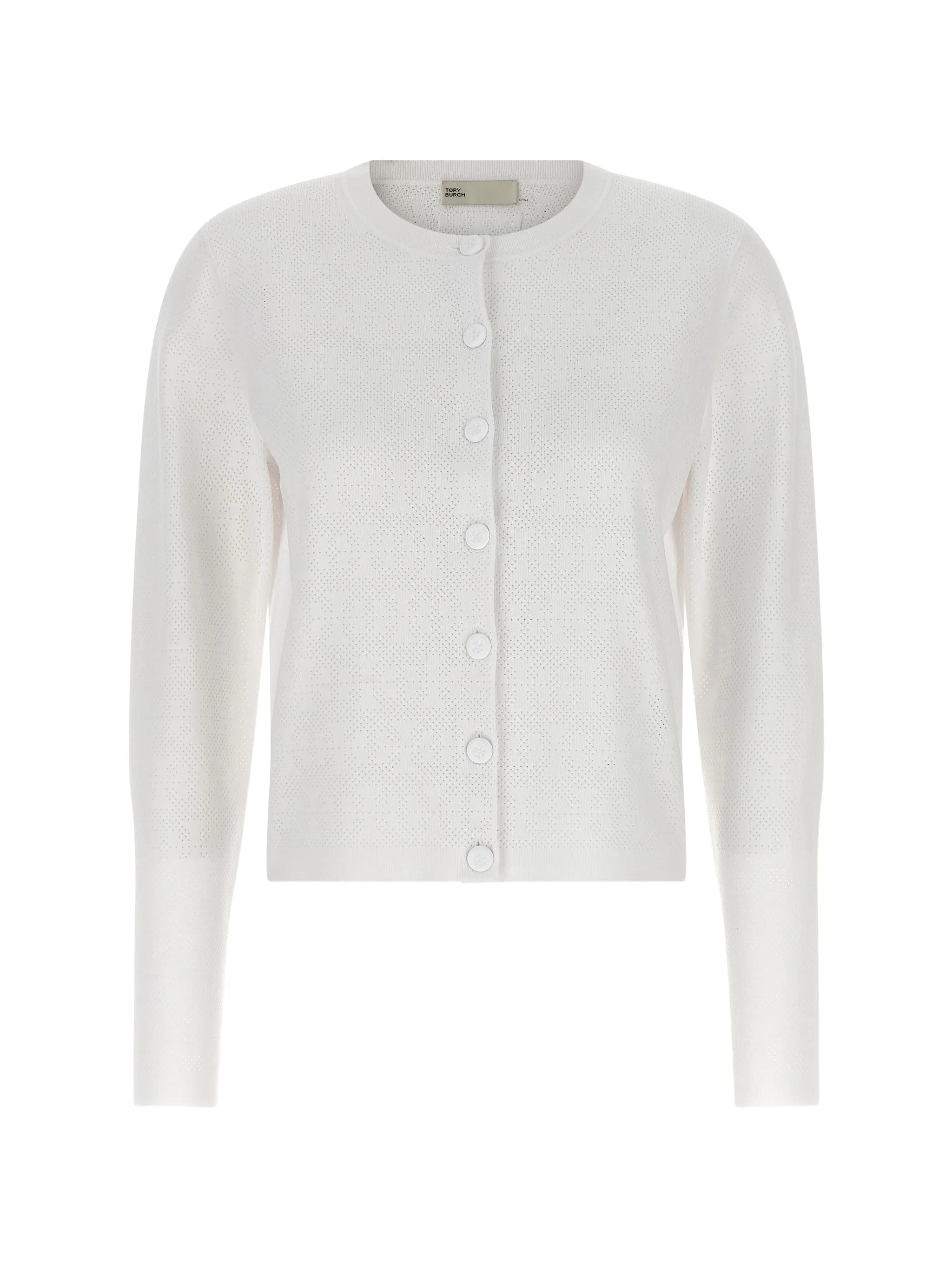 Tory Burch pointelle crew - neck cardigan