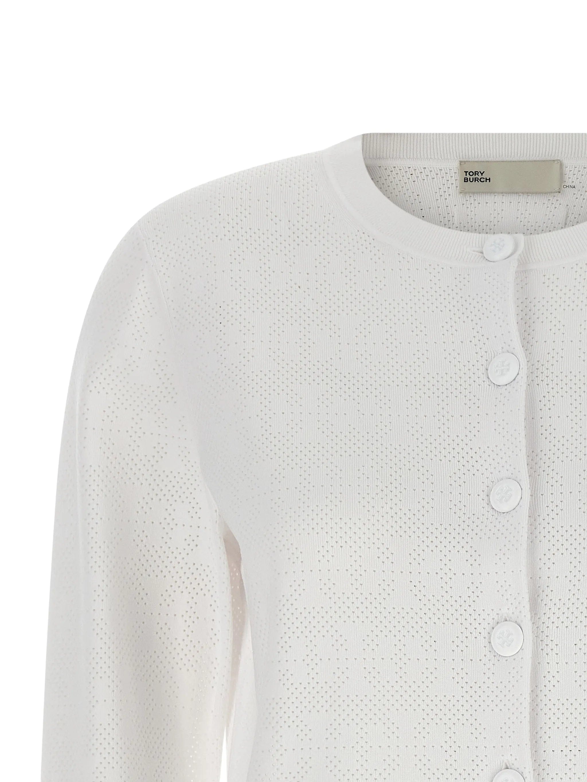 Tory Burch pointelle crew - neck cardigan
