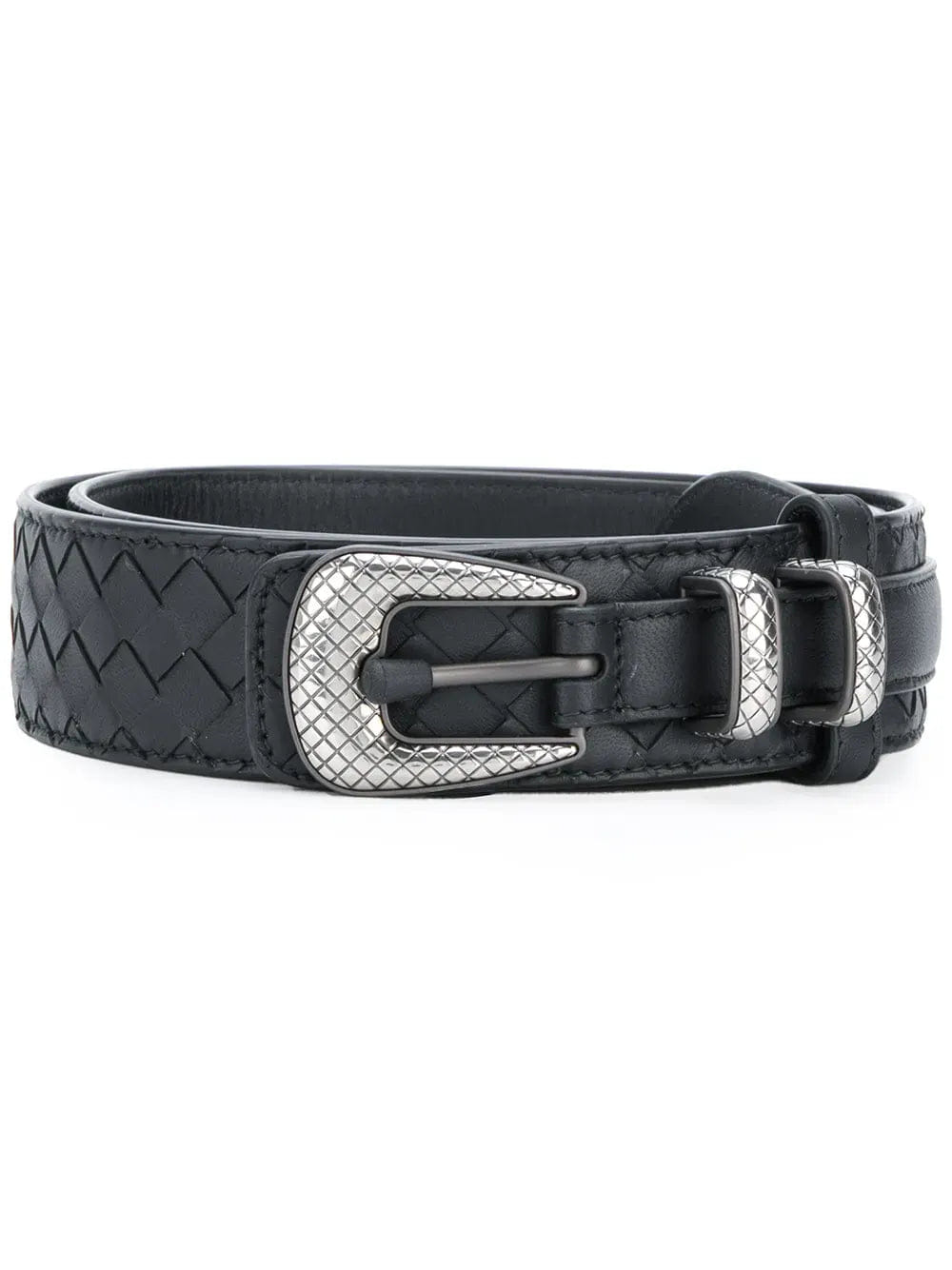Bottega Veneta Nappa Intrecciato Leather Embossed Buckle Belt