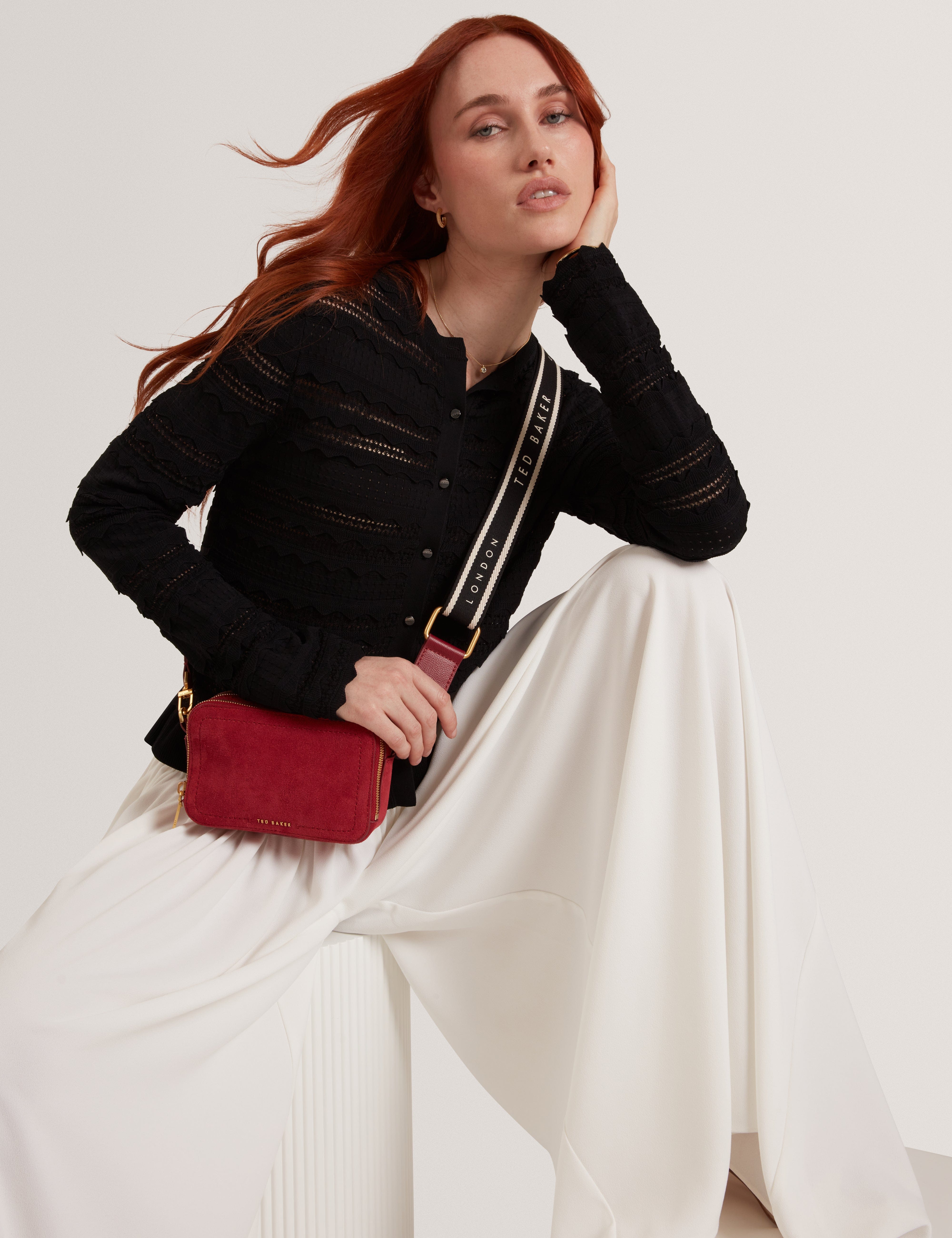 Ted Baker Shayann Webbing Suede Crossbody Camera Bag Dk - Red