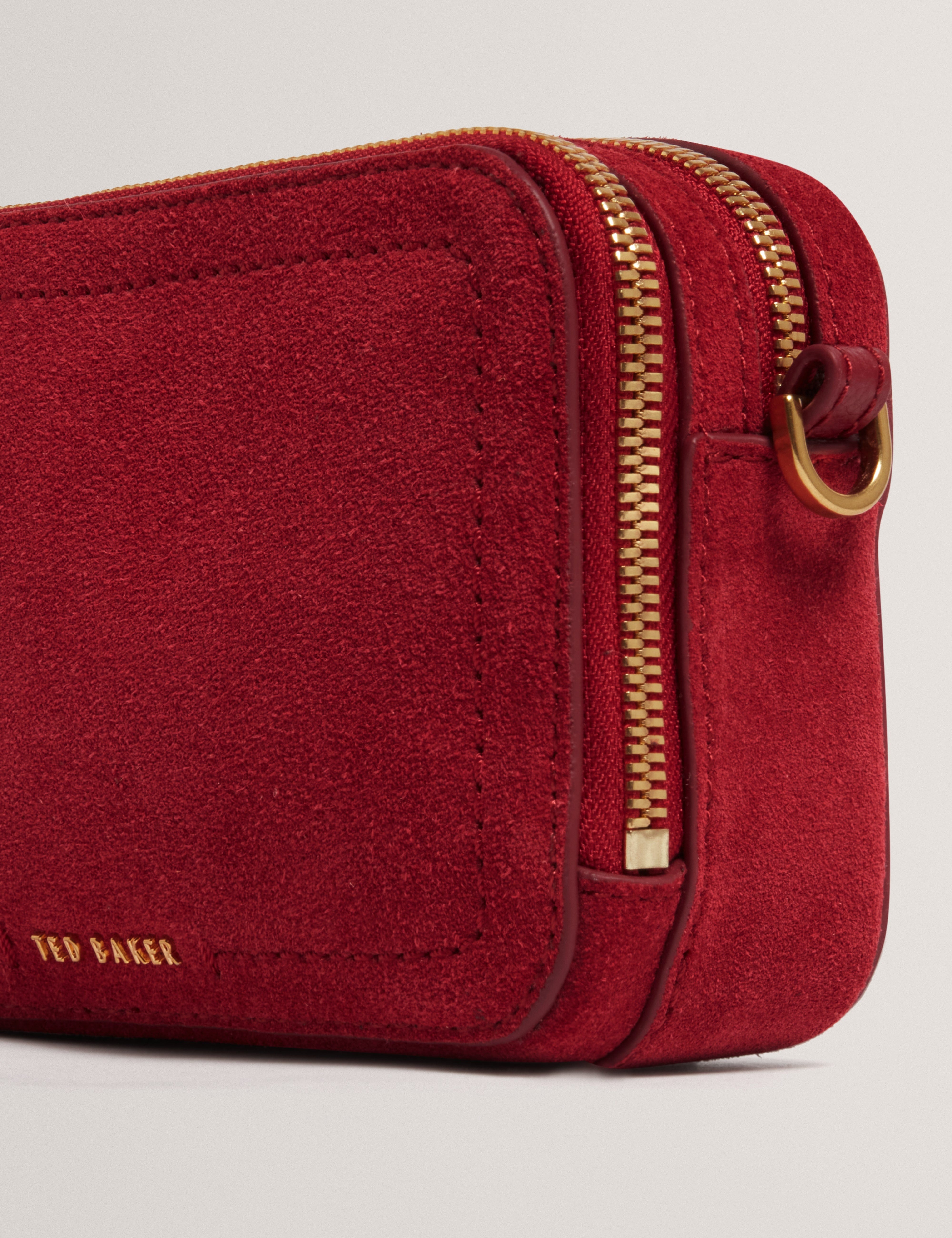 Ted Baker Shayann Webbing Suede Crossbody Camera Bag Dk - Red