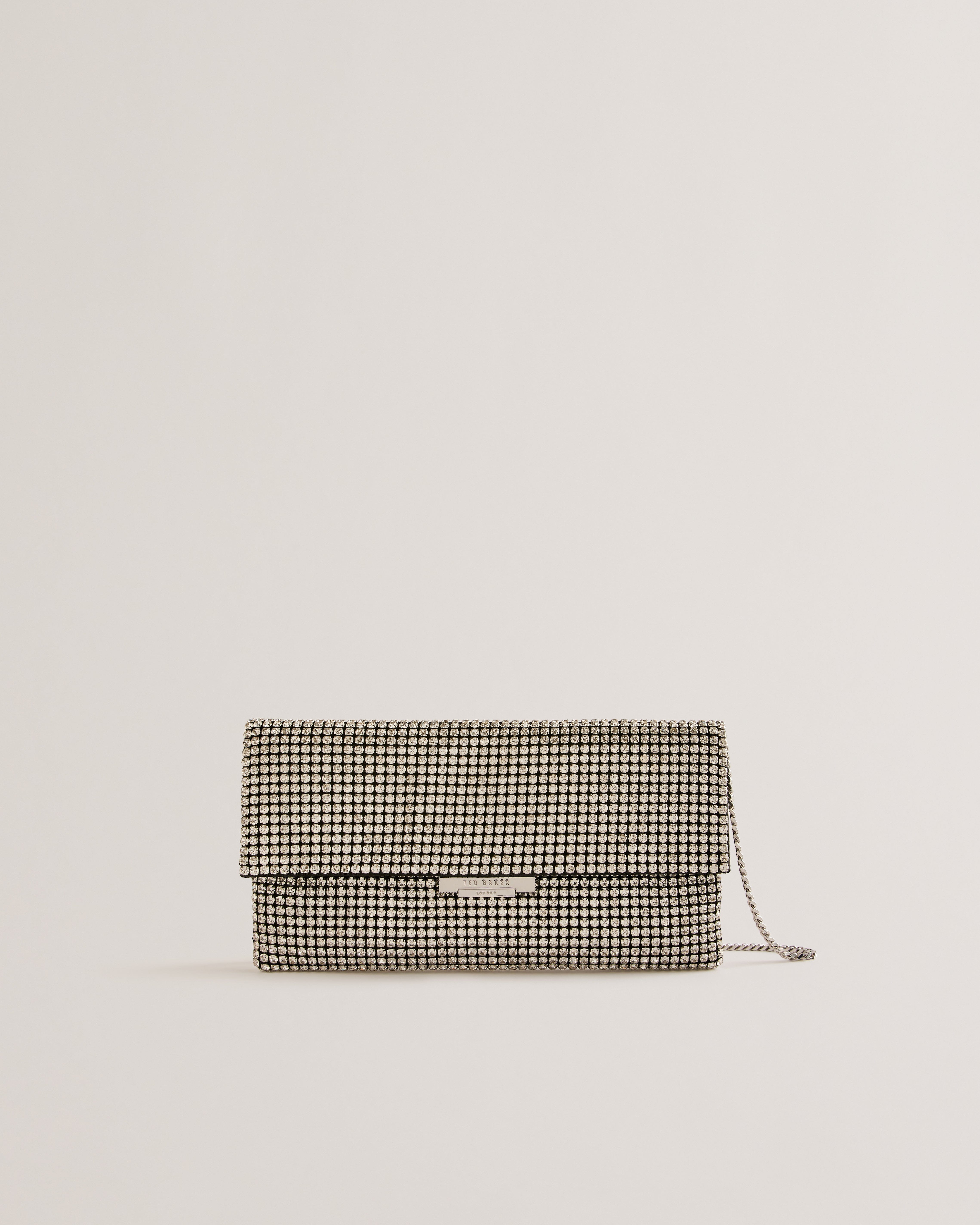 Ted Baker Kristn Crystal Long Fold Over Crossbody Silver
