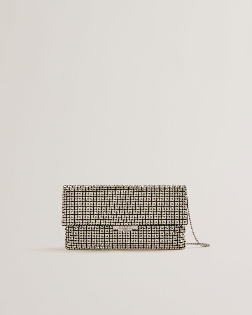 Ted Baker Kristn Crystal Long Fold Over Crossbody Silver