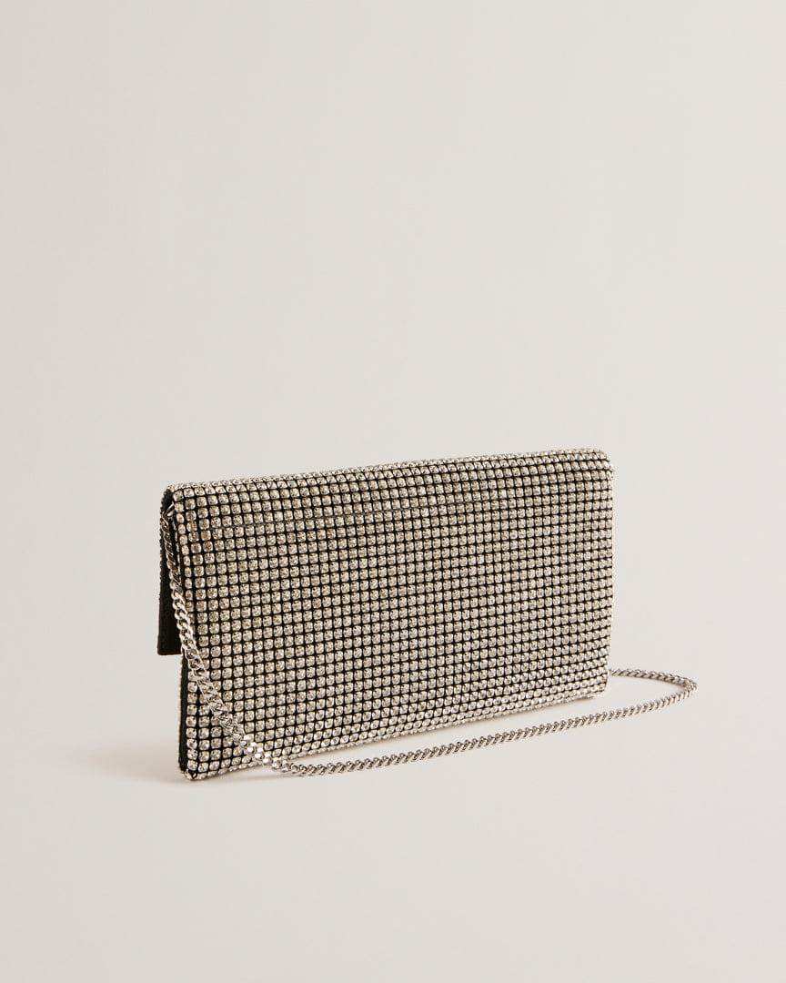 Ted Baker Kristn Crystal Long Fold Over Crossbody Silver