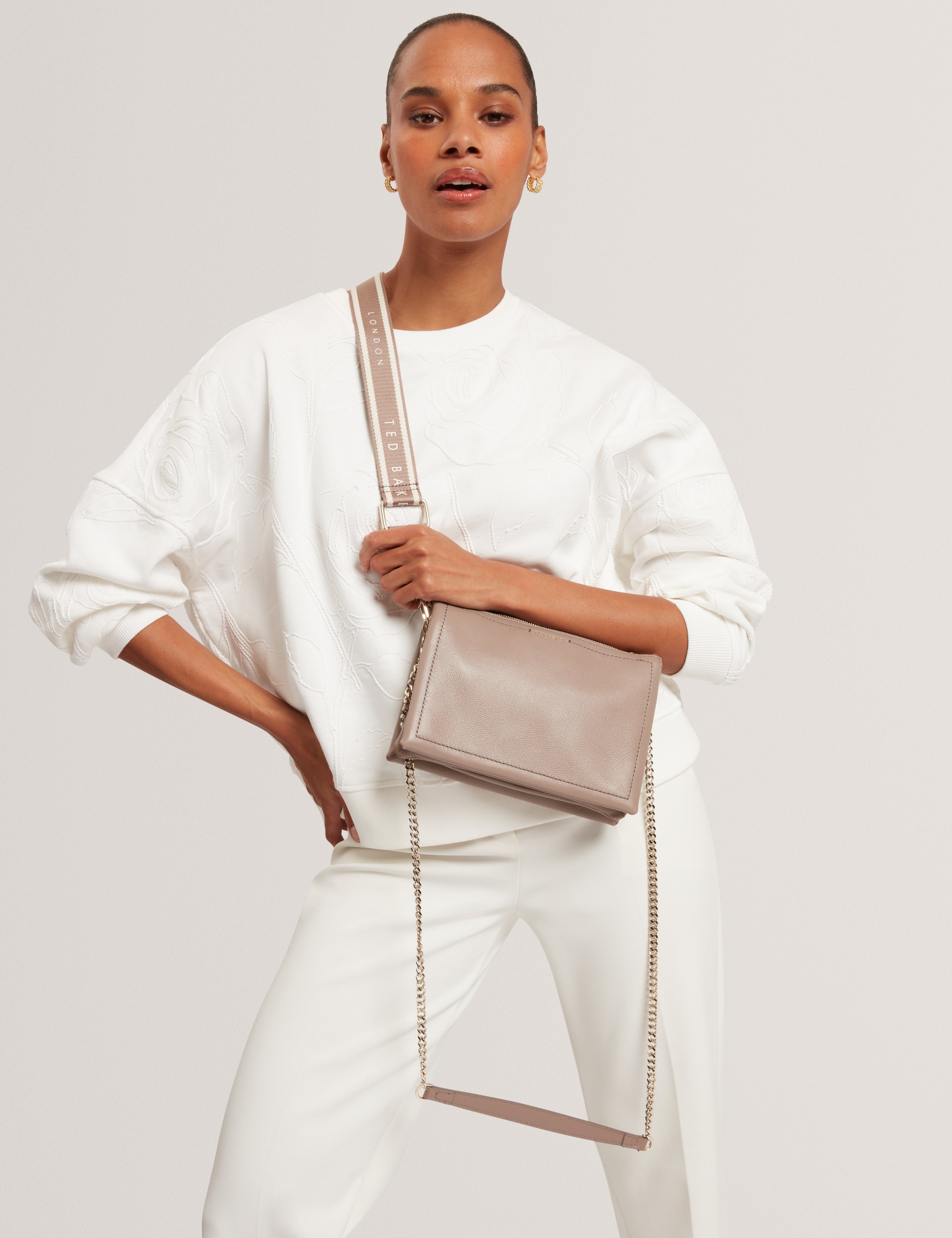 Ted Baker Larinda Webbing Small Leather Crossbody Bag Taupe