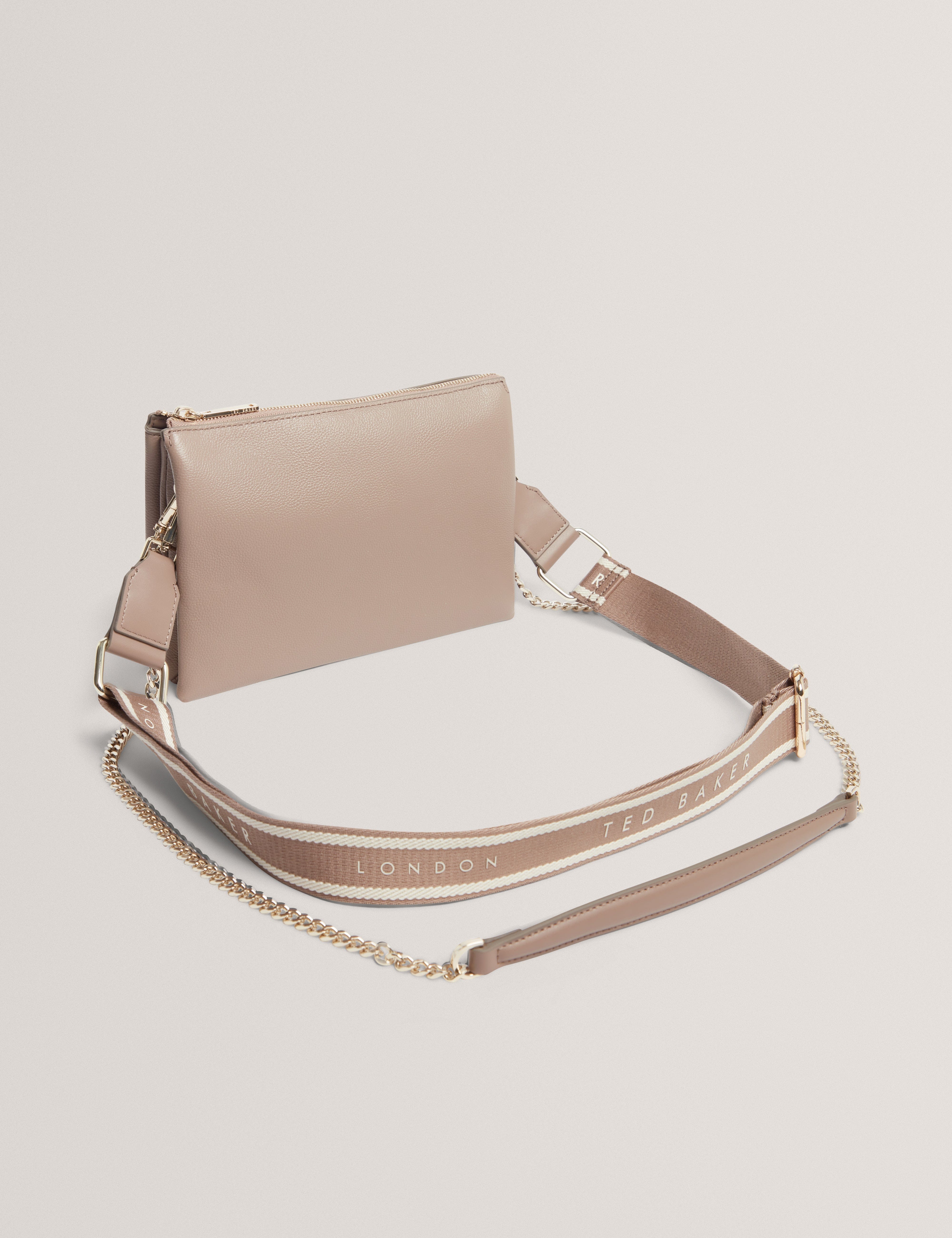 Ted Baker Larinda Webbing Small Leather Crossbody Bag Taupe