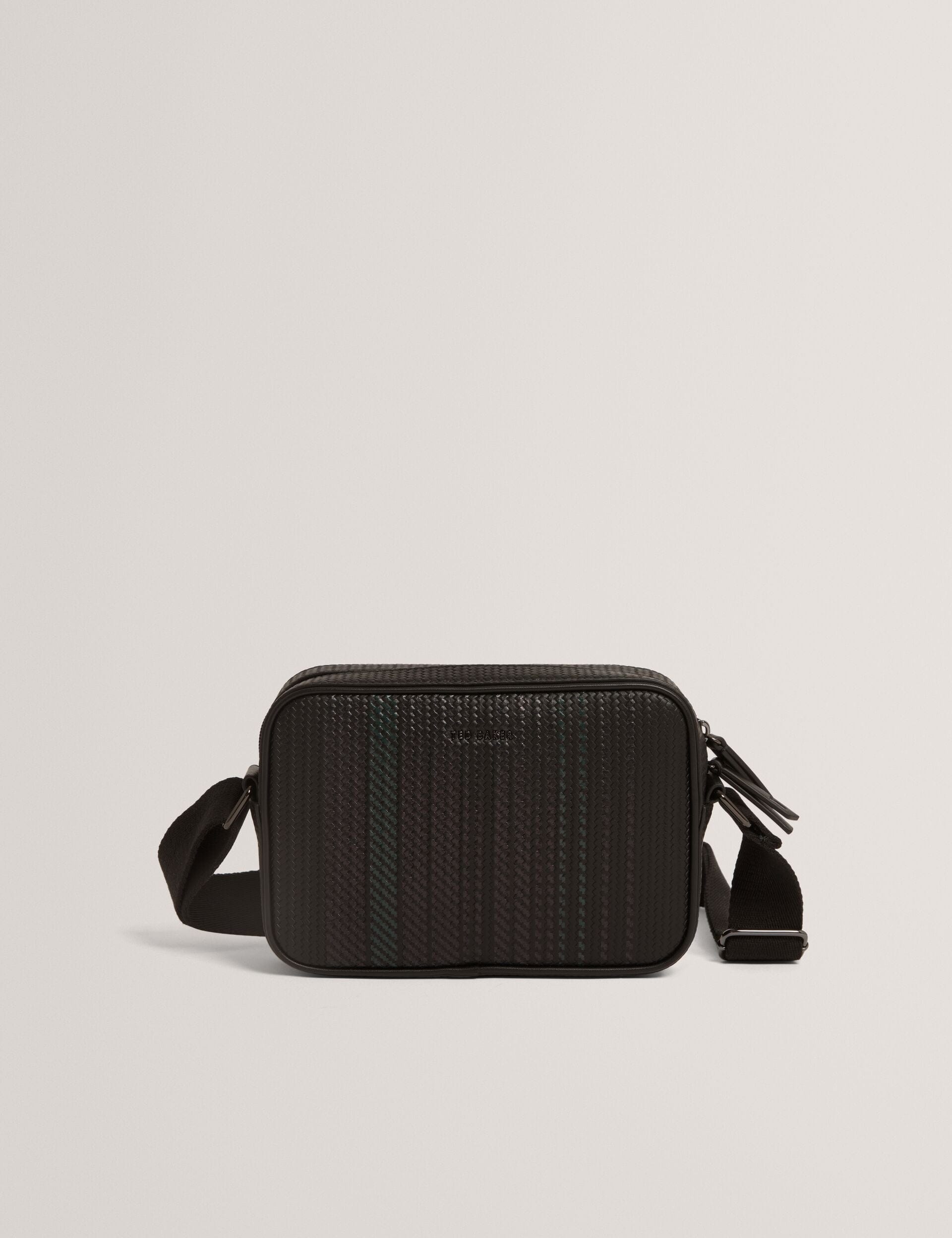 Ted Baker Walt Striped Woven Pu Crossbody Bag Black