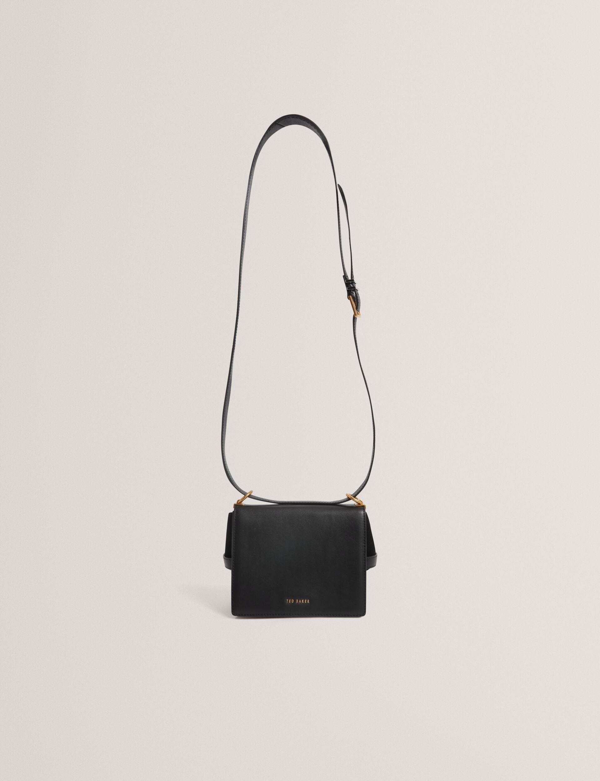 Ted Baker Talika Leather Suede Belted Detail Crossbody Bag Black Women's
