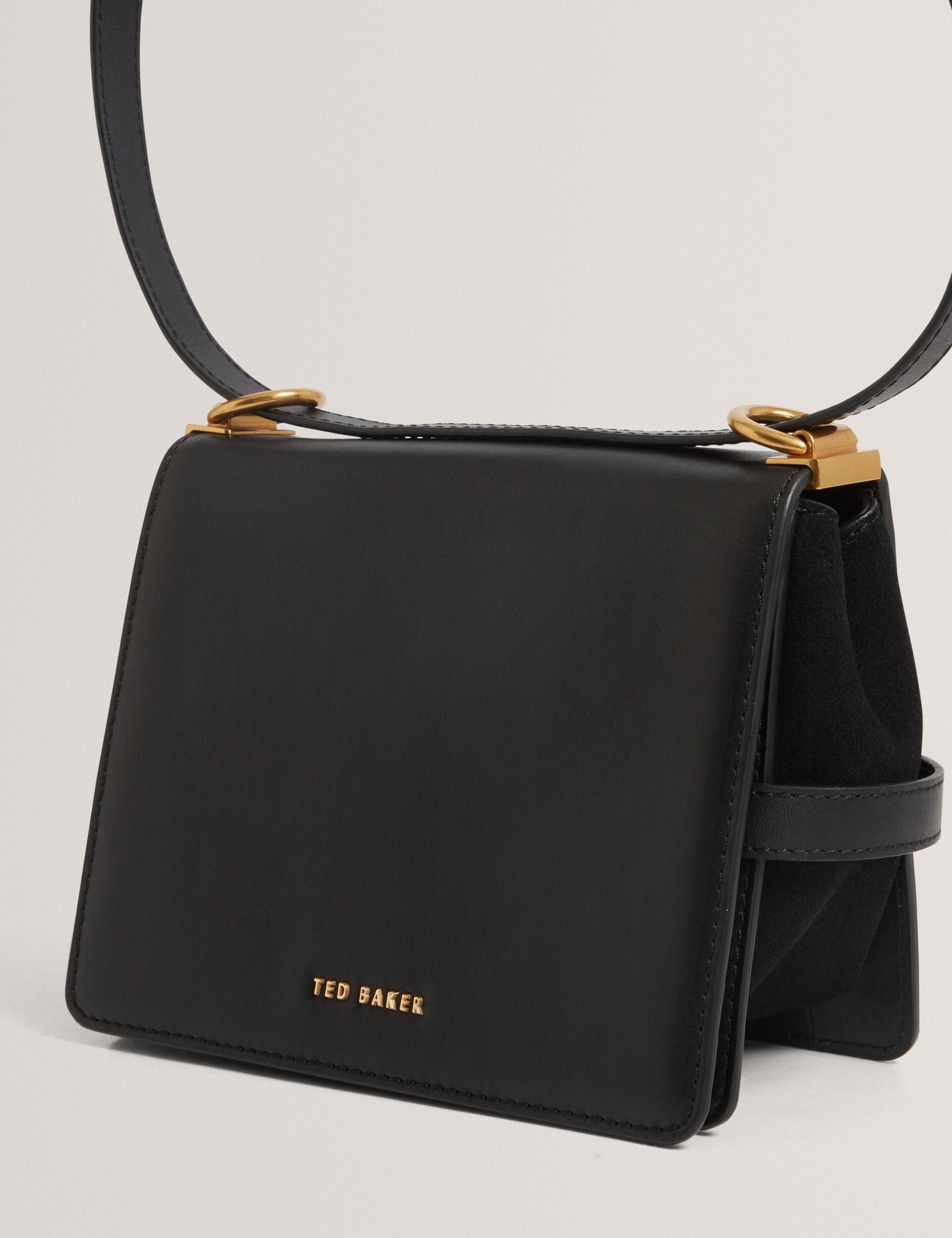 Ted Baker Talika Leather Suede Belted Detail Crossbody Bag Black Women's