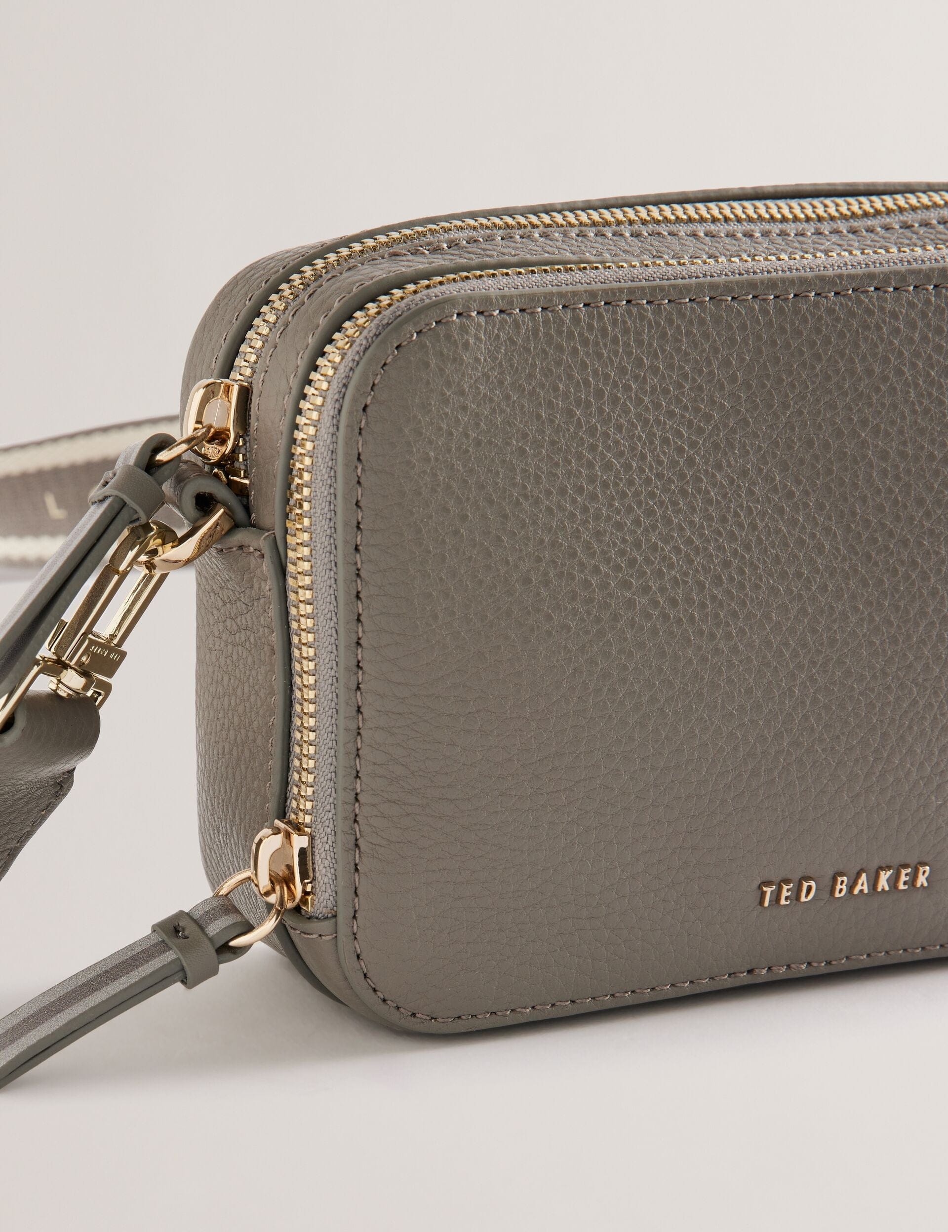 Ted Baker Stunna Mini Grey Leather Crossbody Camera Bag Mid Grey Women's
