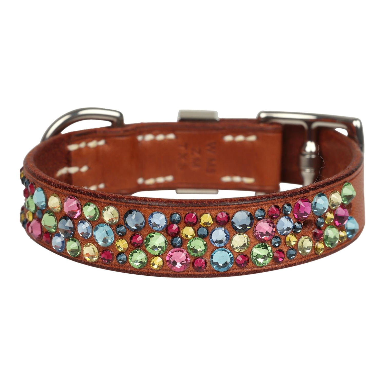 Hermes Custom Multicolored Swarovski Crystal Hermes Etriviere III Dog Collar XS Dark Irish Vache Bridle Sterling Silver