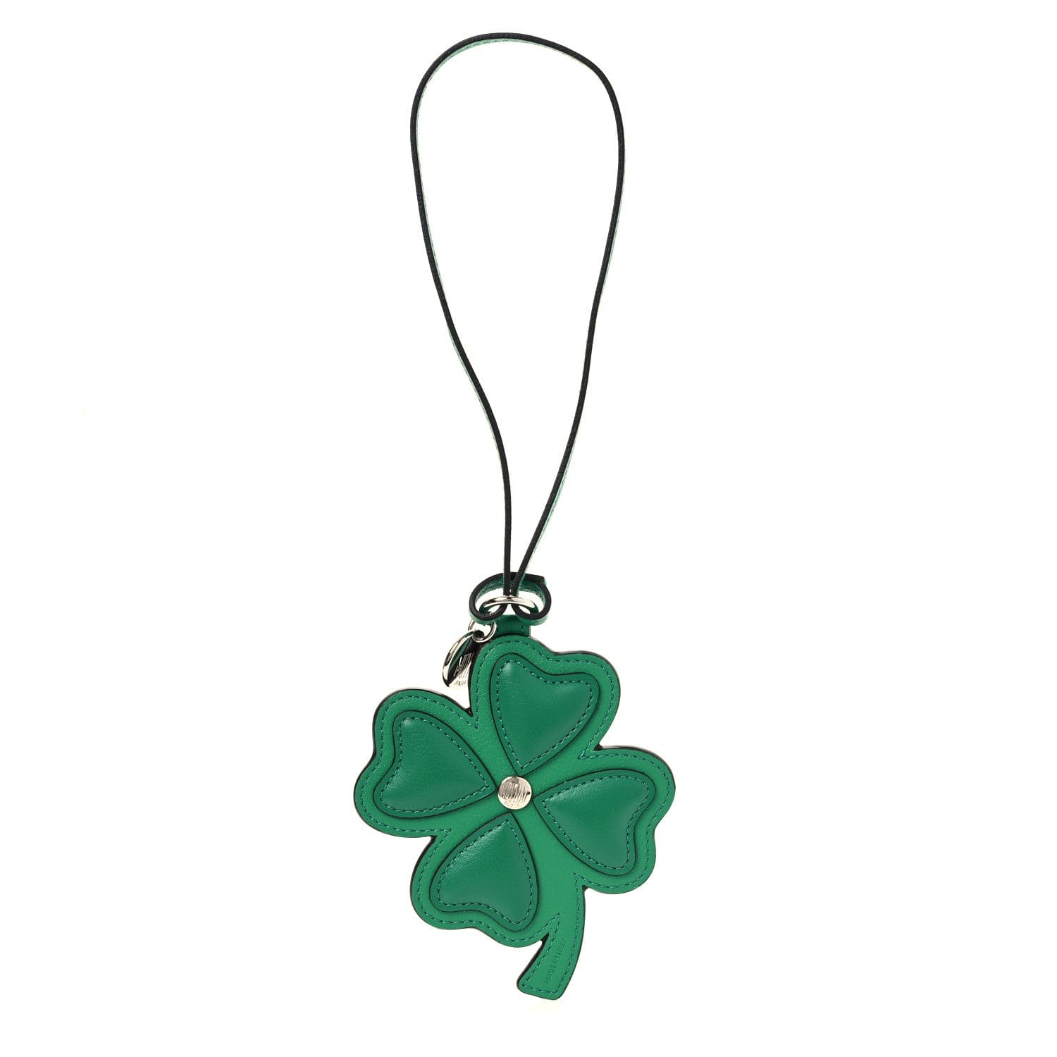 Moynat Grained Calfskin Canvas 1920 Oh! Clover Bag Charm Verdant