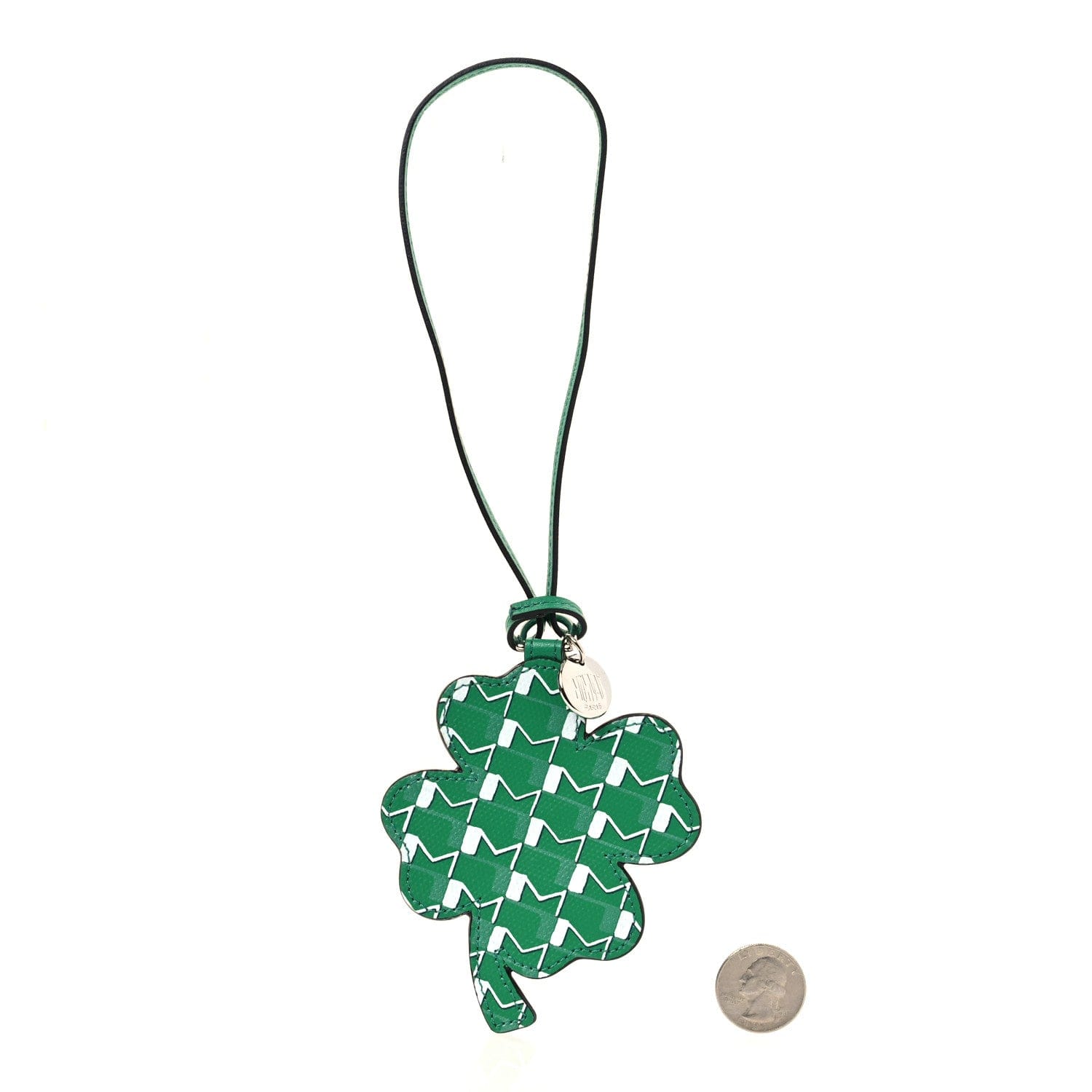 Moynat Grained Calfskin Canvas 1920 Oh! Clover Bag Charm Verdant