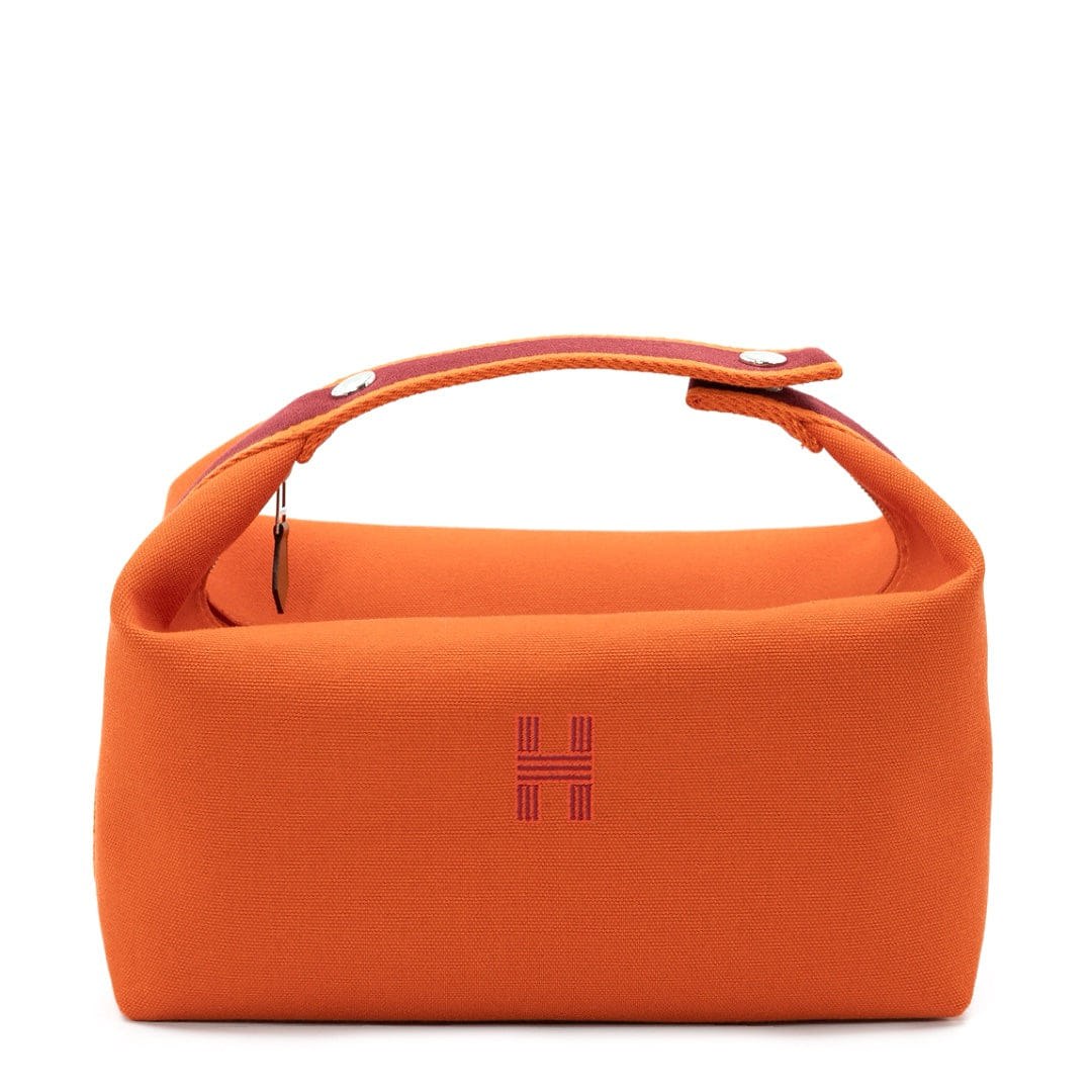 Hermès Bride - a - Brac Large Case in Orange Feu Canvas with Embroidered H Logo