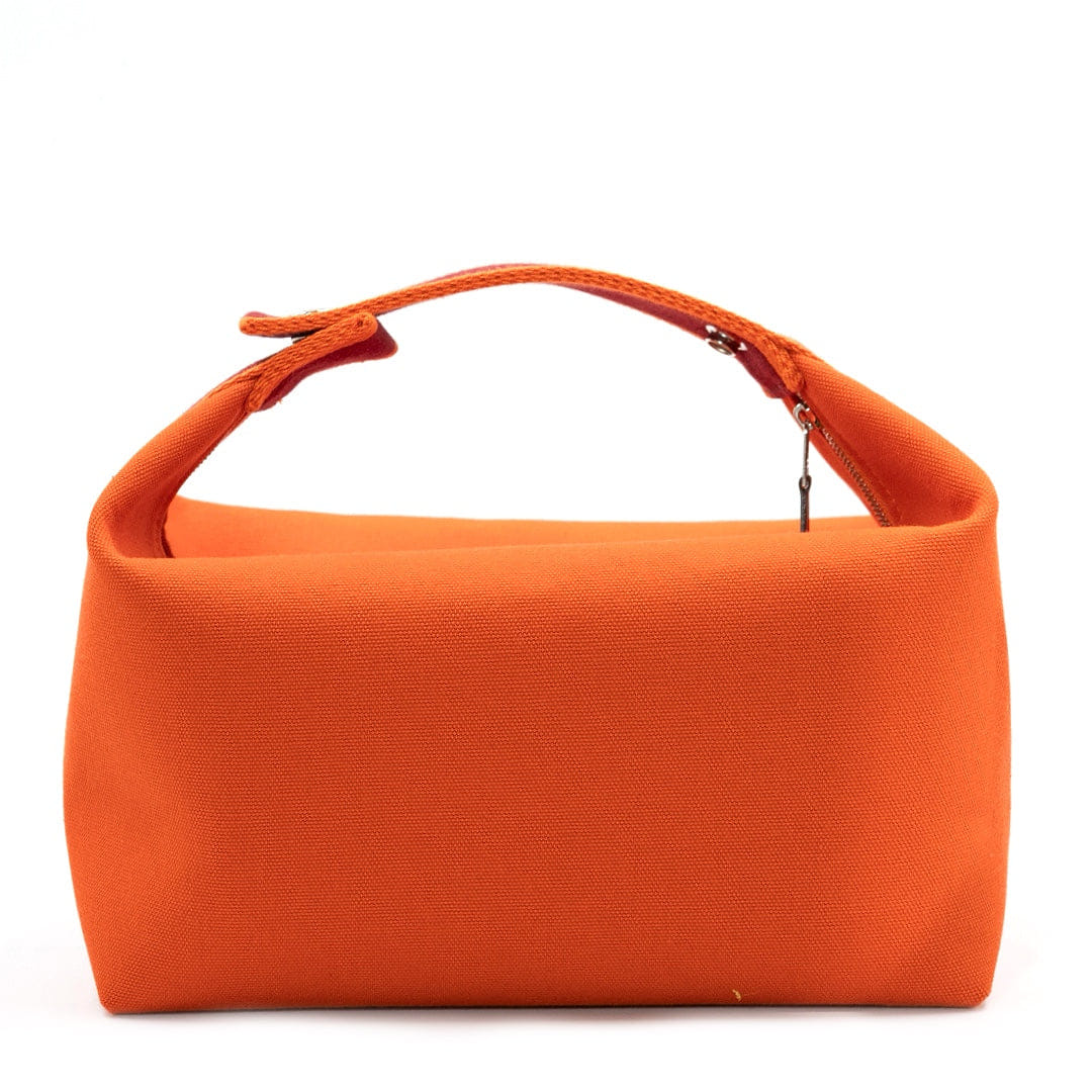 Hermès Bride - a - Brac Large Case in Orange Feu Canvas with Embroidered H Logo