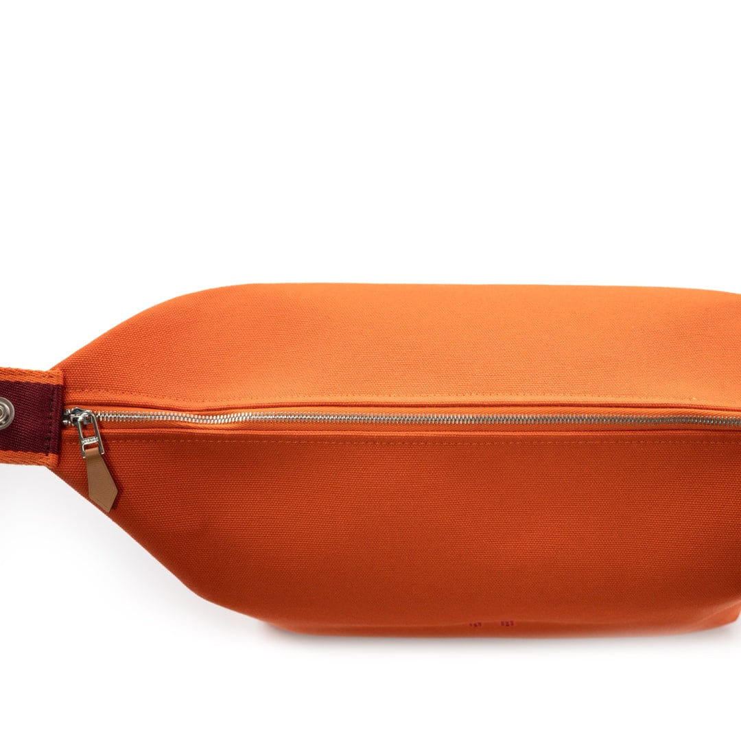 Hermès Bride - a - Brac Large Case in Orange Feu Canvas with Embroidered H Logo