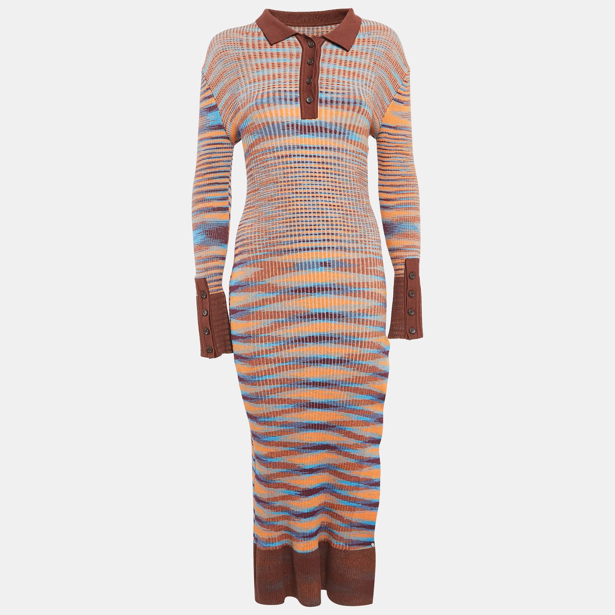 Jacquemus Brown Rib Knit La Robe Zucca Midi Dress