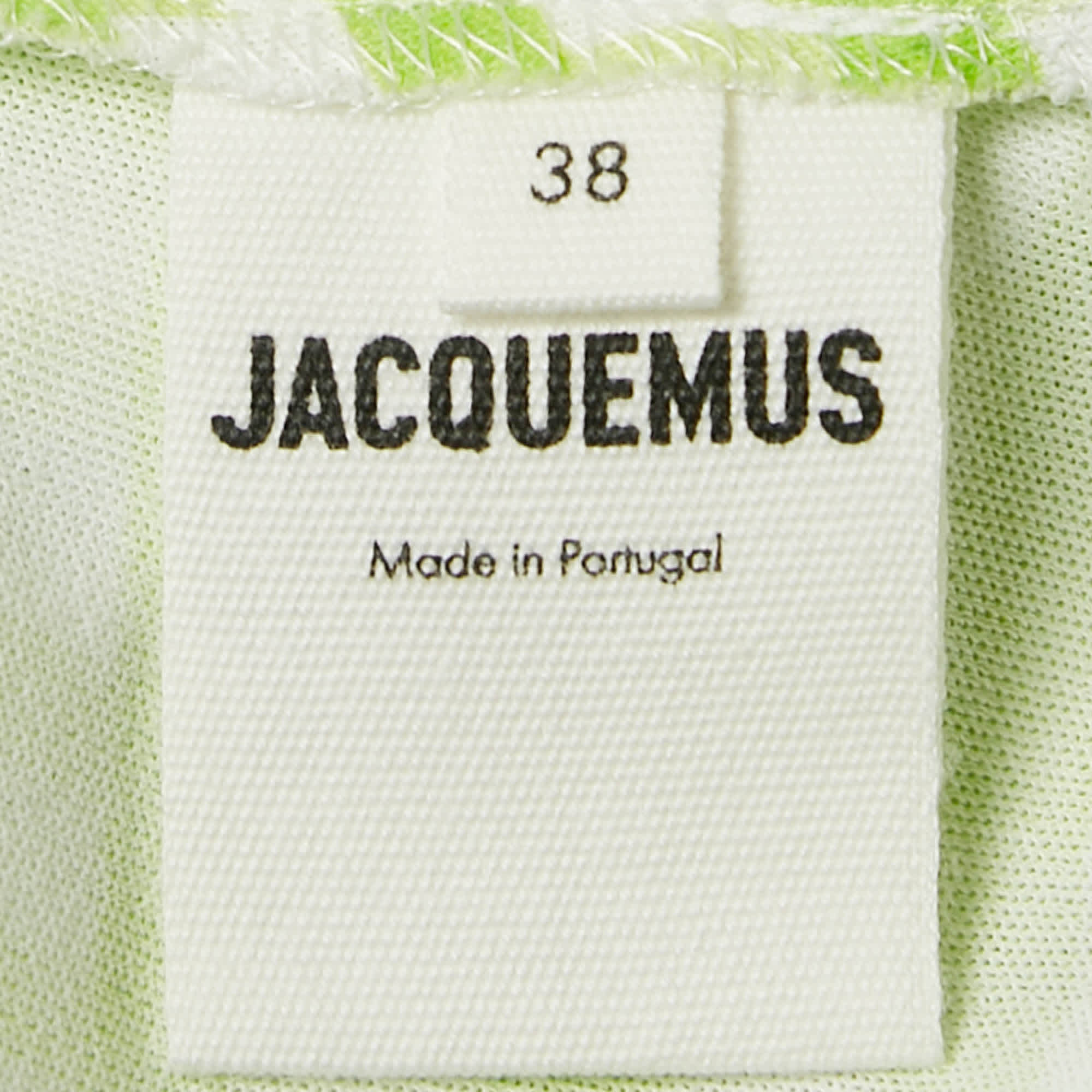 Jacquemus Green Checkered Print Jersey La Robe Nodi Midi Dress