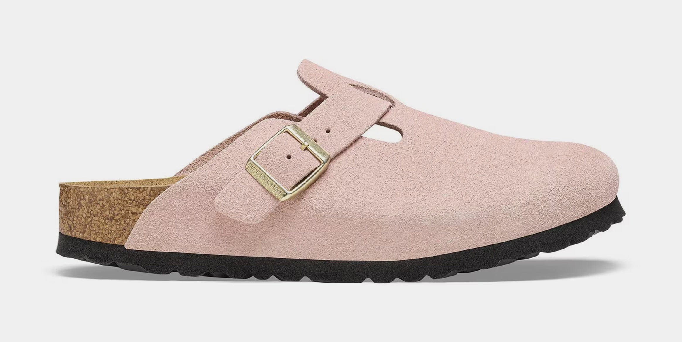 Birkenstock Boston Suede Leather Womens Sandals (Pink/Gold)