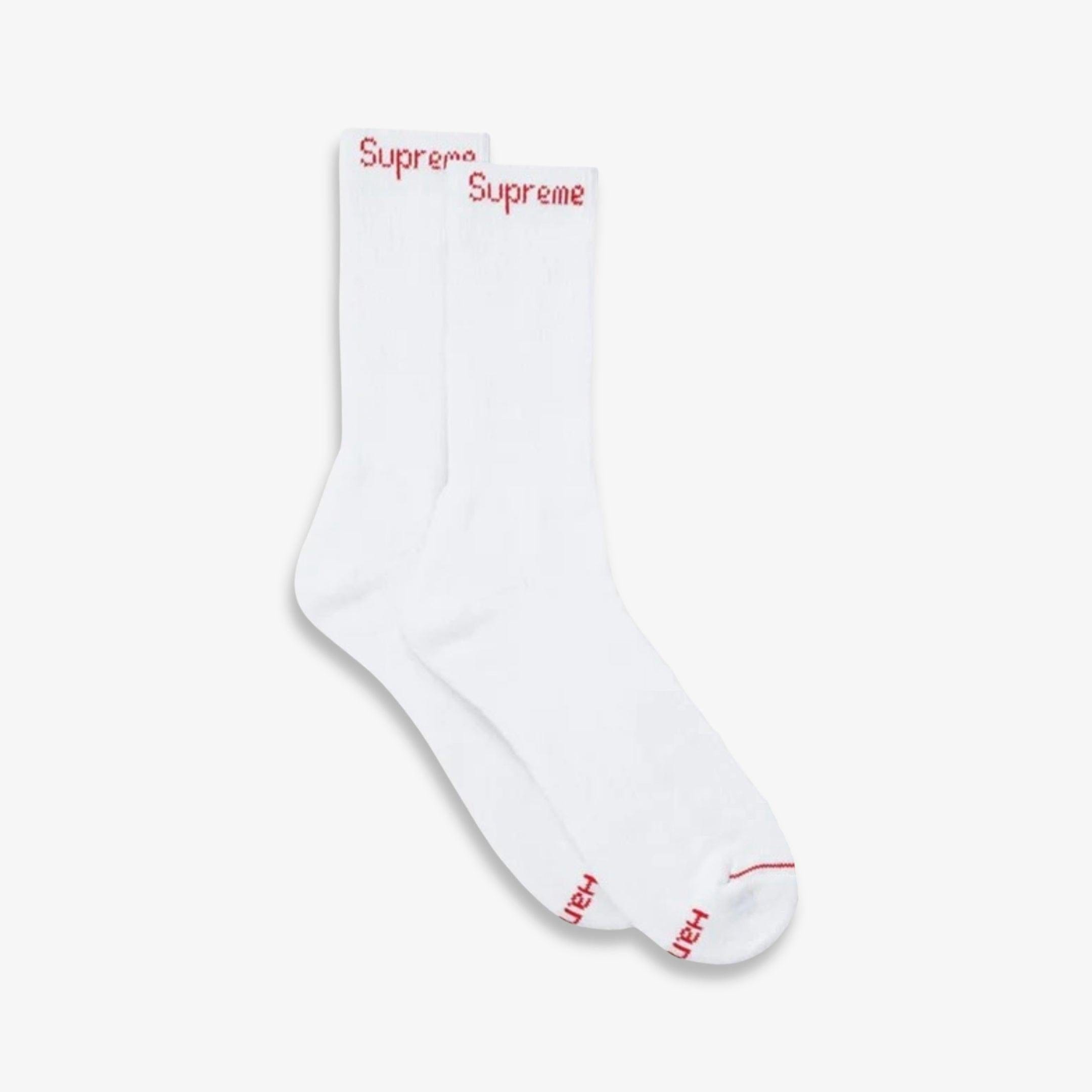 Supreme x Hanes Cushion Crew Socks (1 Single Pair of Socks) White