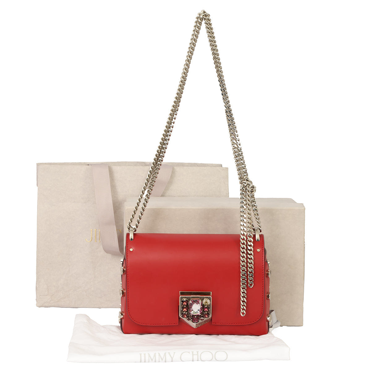 JIMMY CHOO CHAIN STRAP CONVERTIBLE HOBO SHOULDER BAG