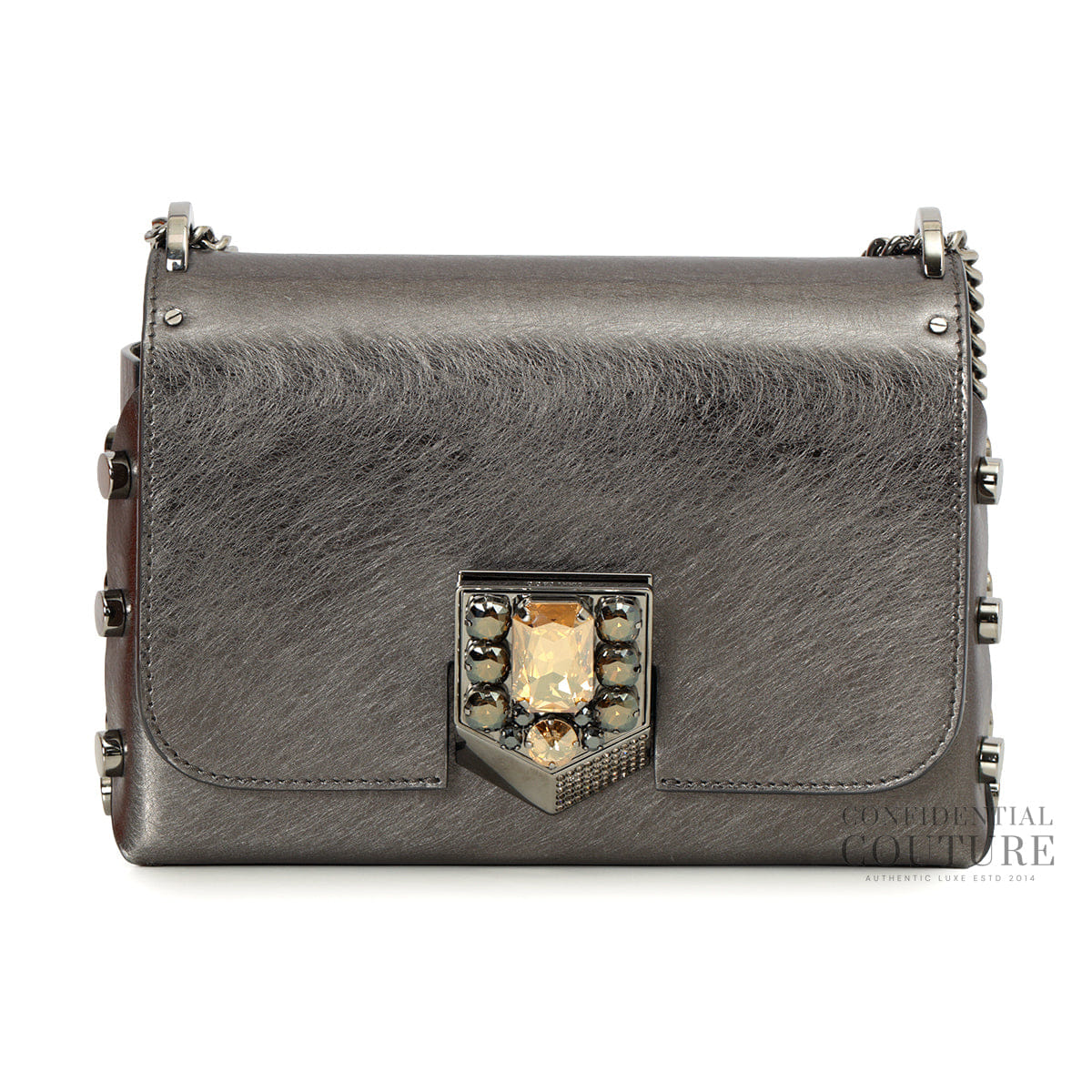 Jimmy Choo Lockett Petite Eez Anthracite With Crystal Lock Bag