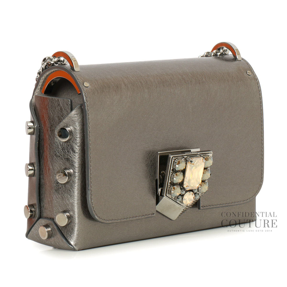 Jimmy Choo Lockett Petite Eez Anthracite With Crystal Lock Bag