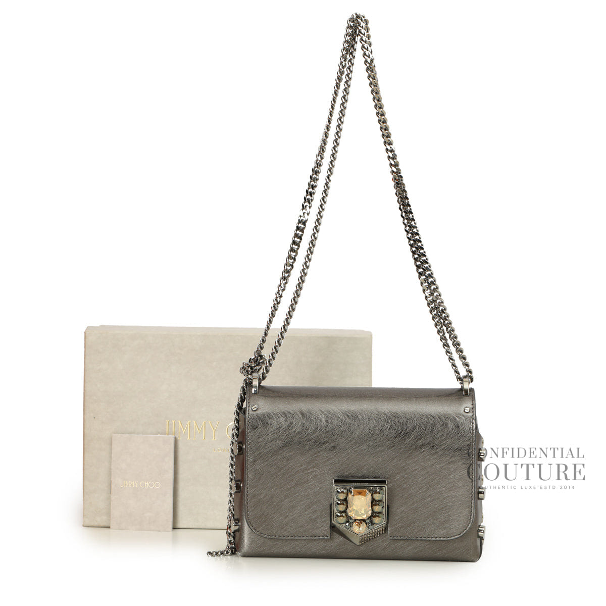 Jimmy Choo Lockett Petite Eez Anthracite With Crystal Lock Bag