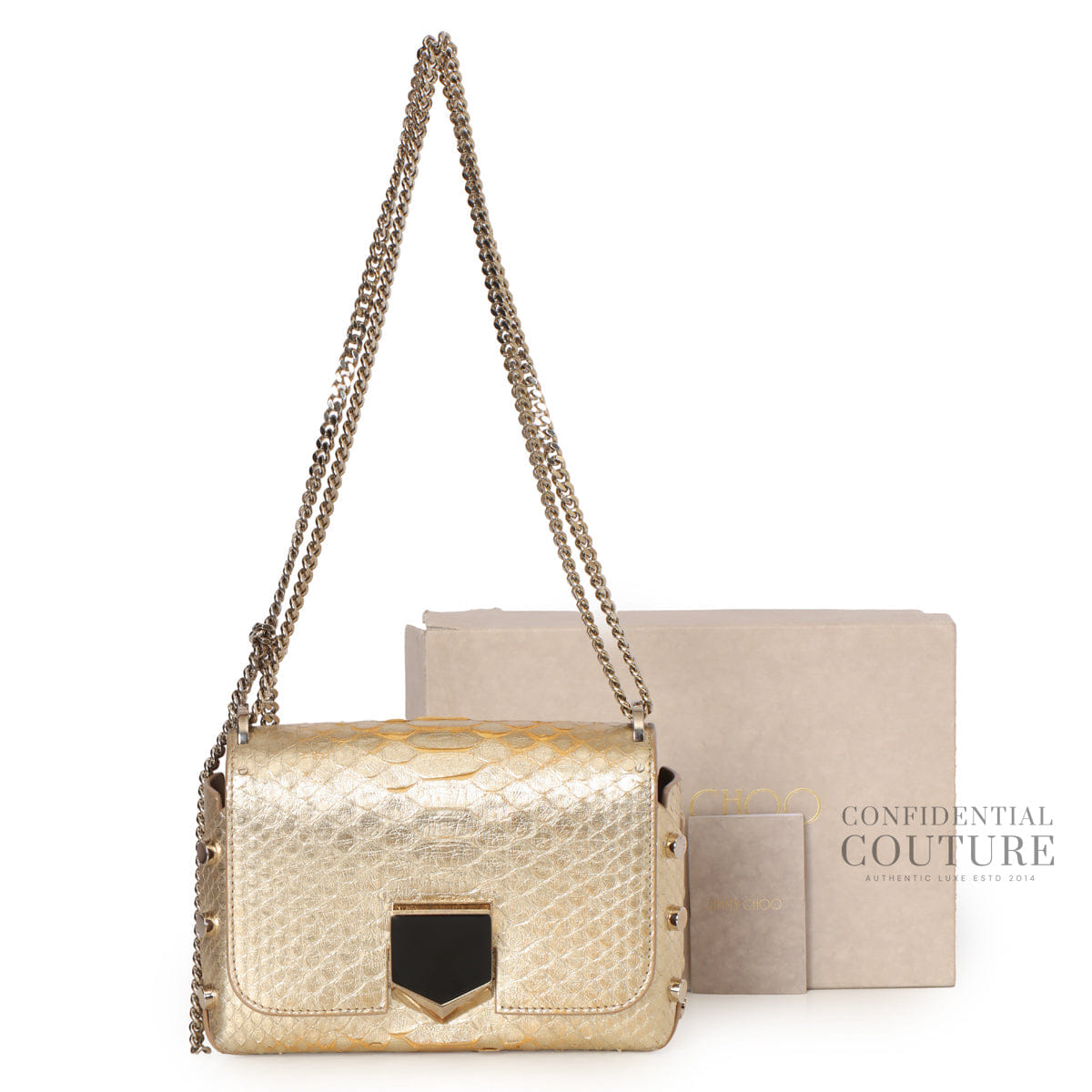 Jimmy Choo Lockett Petite Light Gold Python Bag
