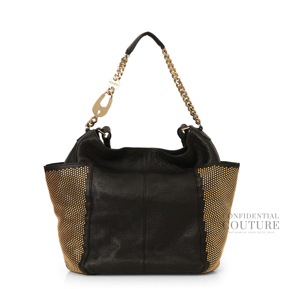 Jimmy Choo Black Anna Studded Leather Shoulder Bag