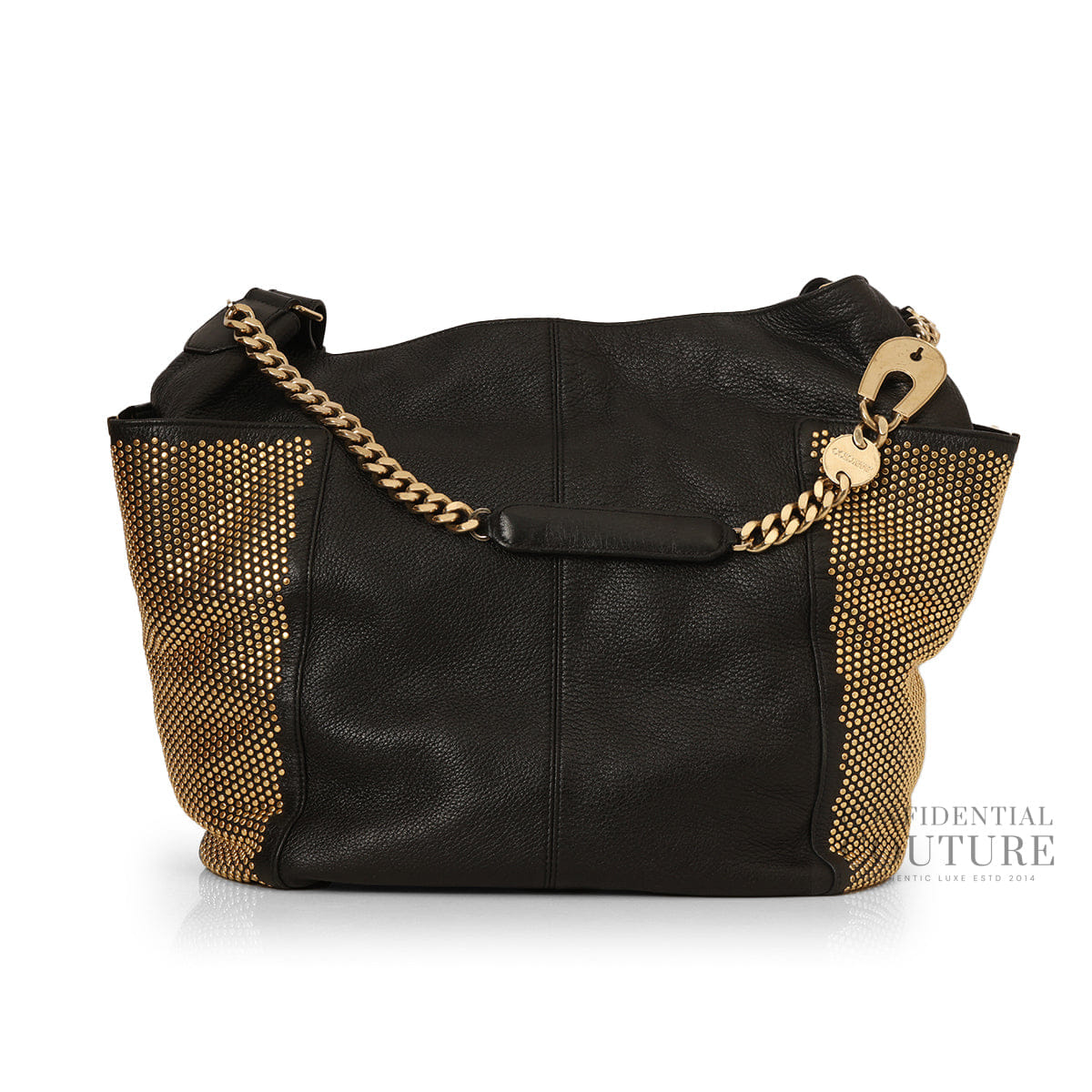 Jimmy Choo Black Anna Studded Leather Shoulder Bag