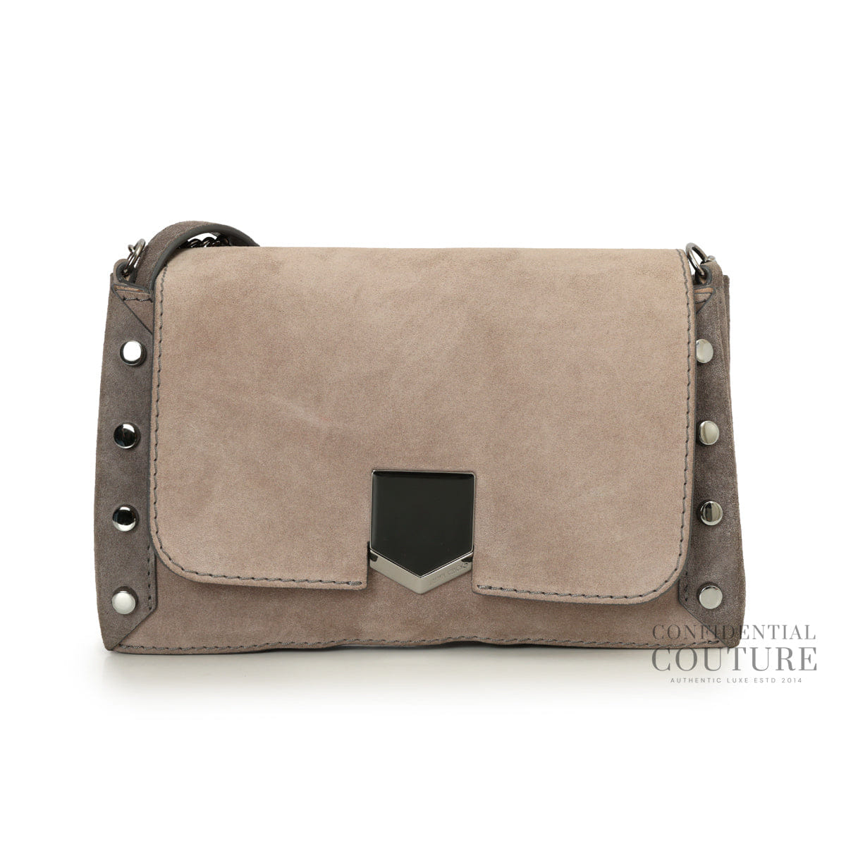 Jimmy Choo Suede Sand/Grey Lockett Shoulder Bag