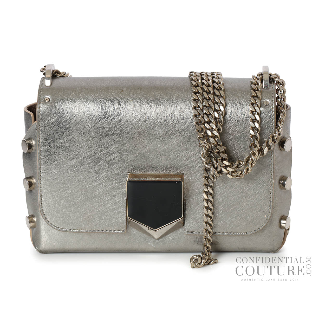 Jimmy Choo Silver Petite Lockett Shoulder bag
