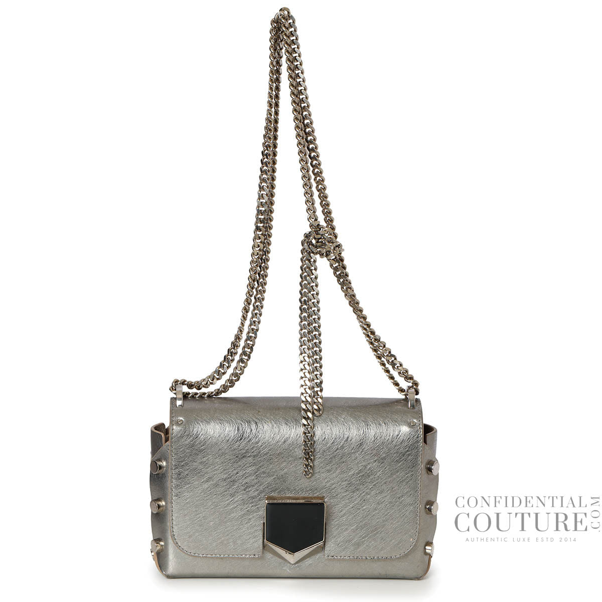 Jimmy Choo Silver Petite Lockett Shoulder bag