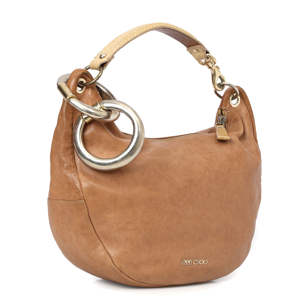 Jimmy Choo Tan Python Handle Sky Shoulder Bag