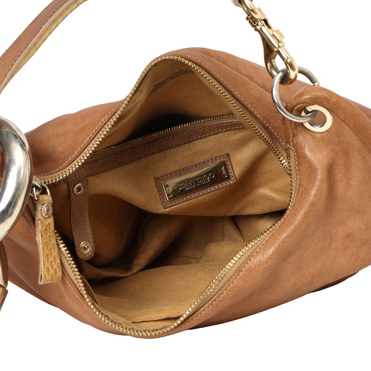Jimmy Choo Tan Python Handle Sky Shoulder Bag