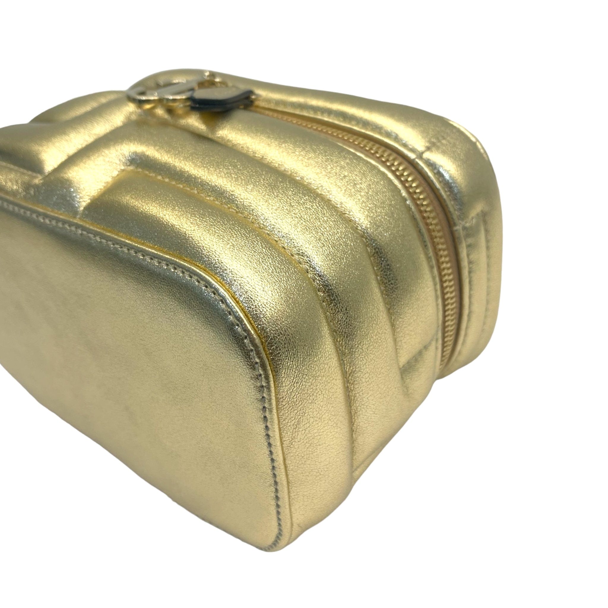 Jimmy Choo Gold Quilted Nappa Leather Vanity Case