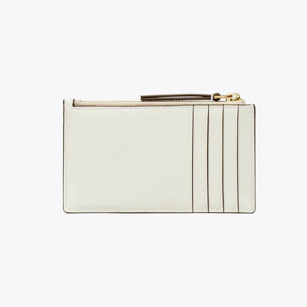 Tory Burch Kira Diamond Quilt Zip Card Case Warm White