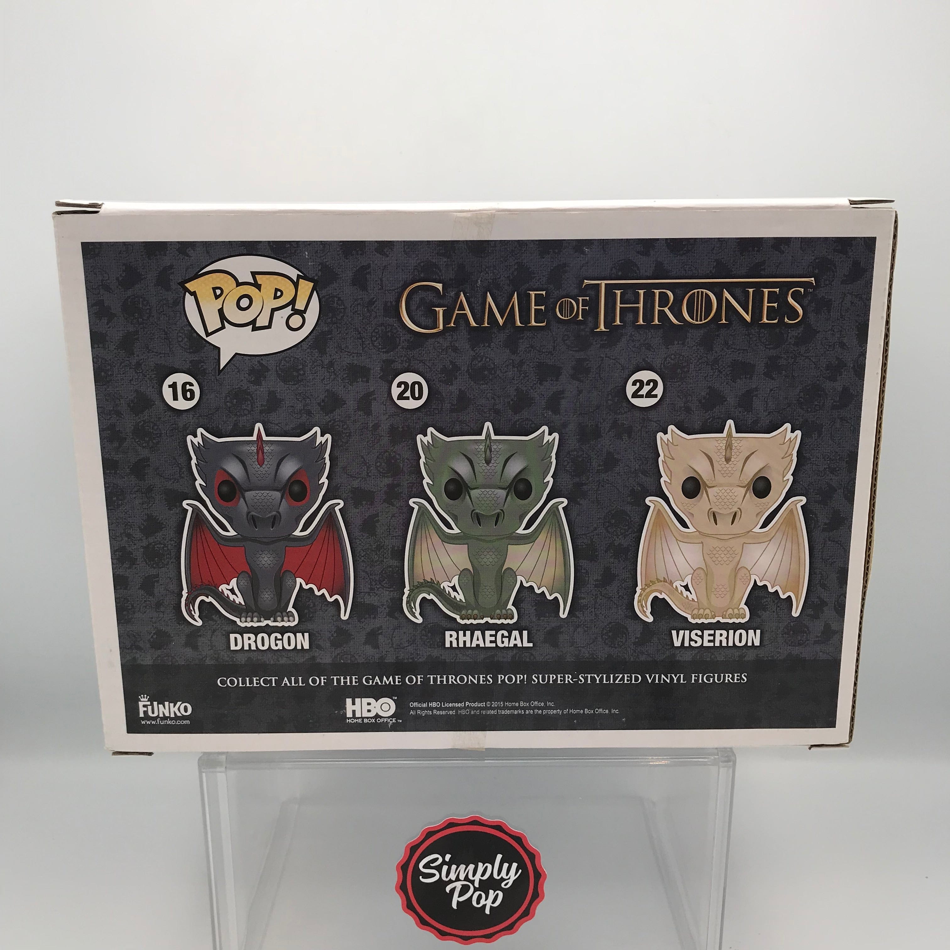 Funko Pop Drogon, Rhaegal & Viserion Dragons Metallic 3 - pack Game Of Thrones GameStop Exclusive Vaulted