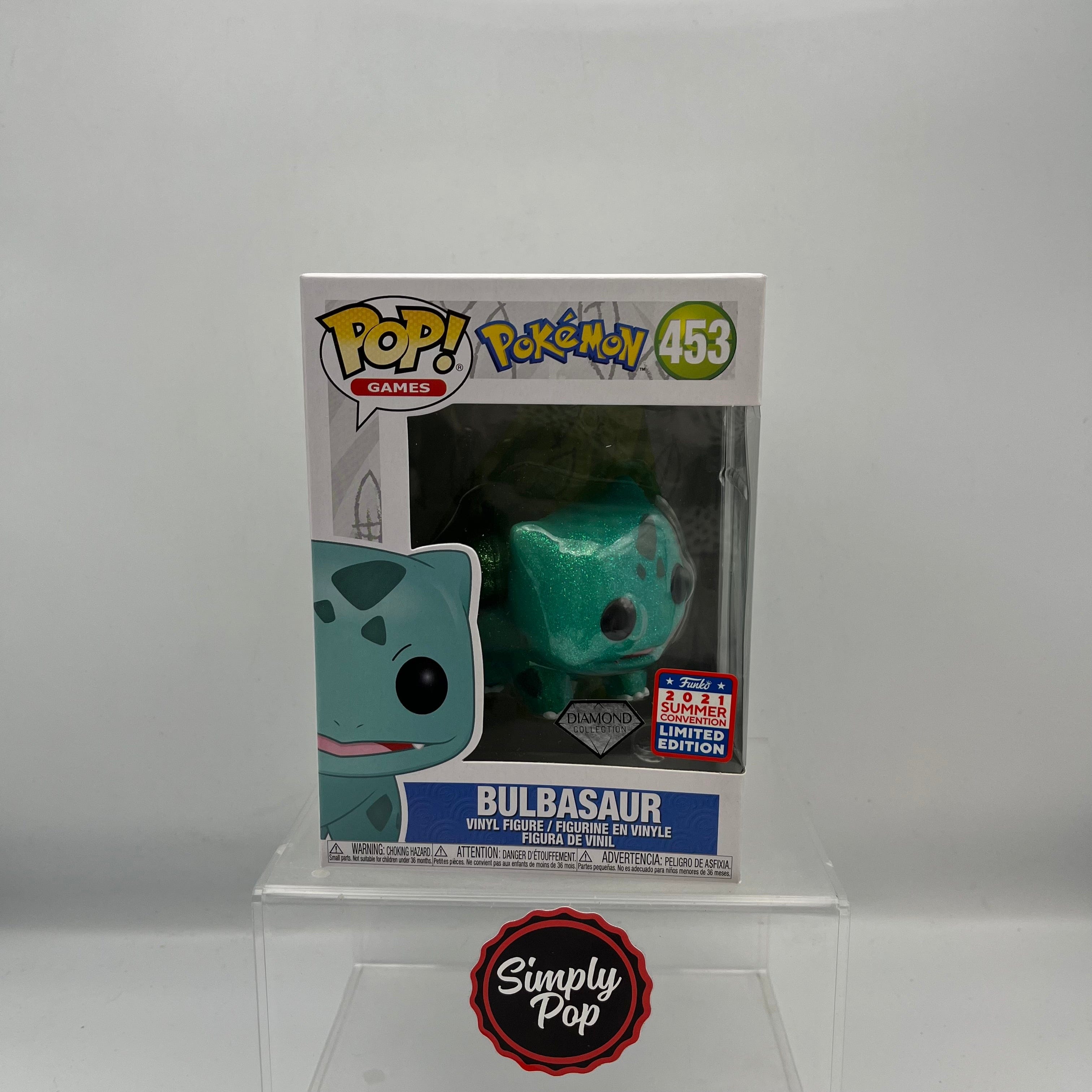 Funko Pop Bulbasaur Diamond Glitter #453 Games Pokemon 2021 SDCC Summer Convention Exclusive