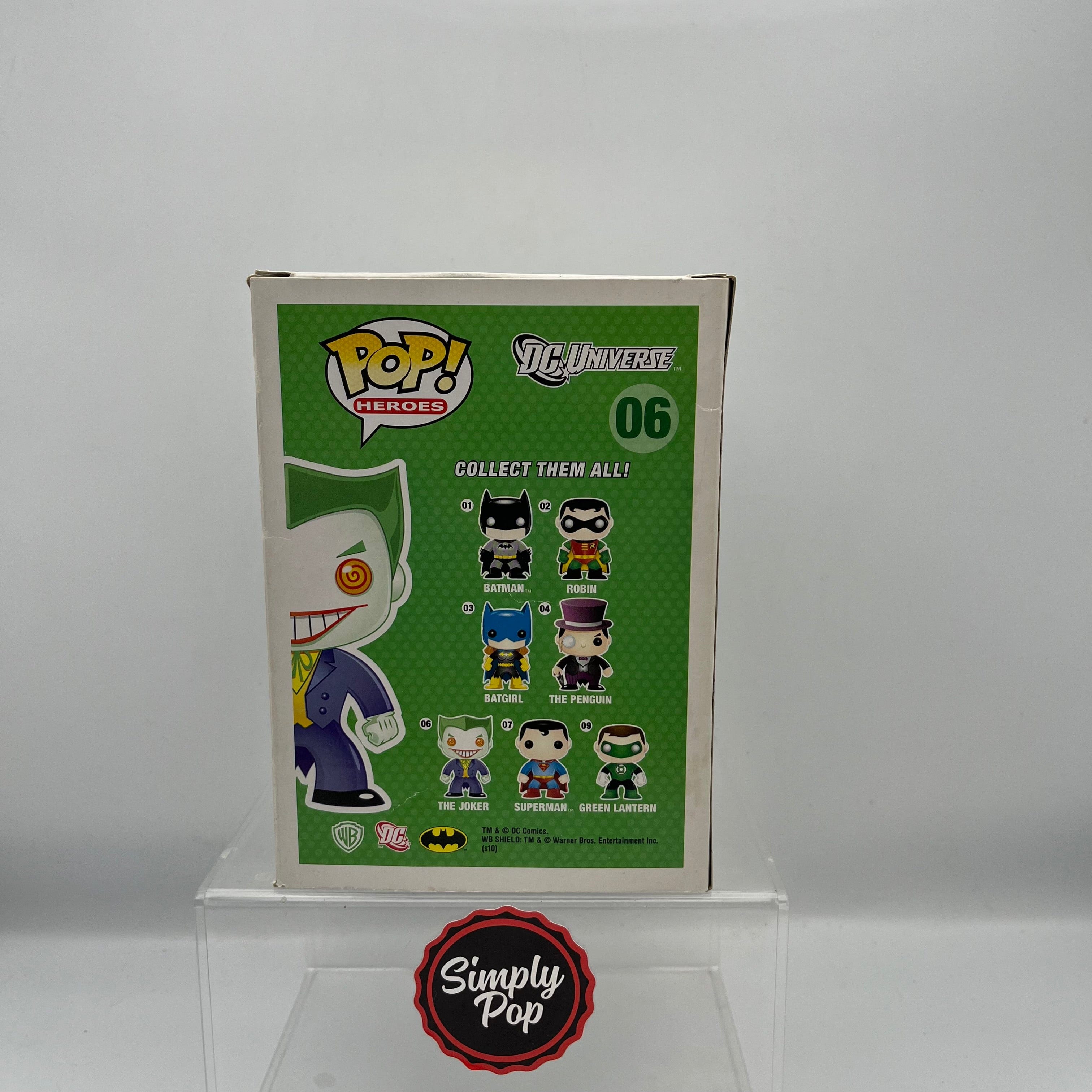 Funko Pop The Joker Bobble - Head #06 DC Universe Rare Vaulted Purple Suit - Damaged