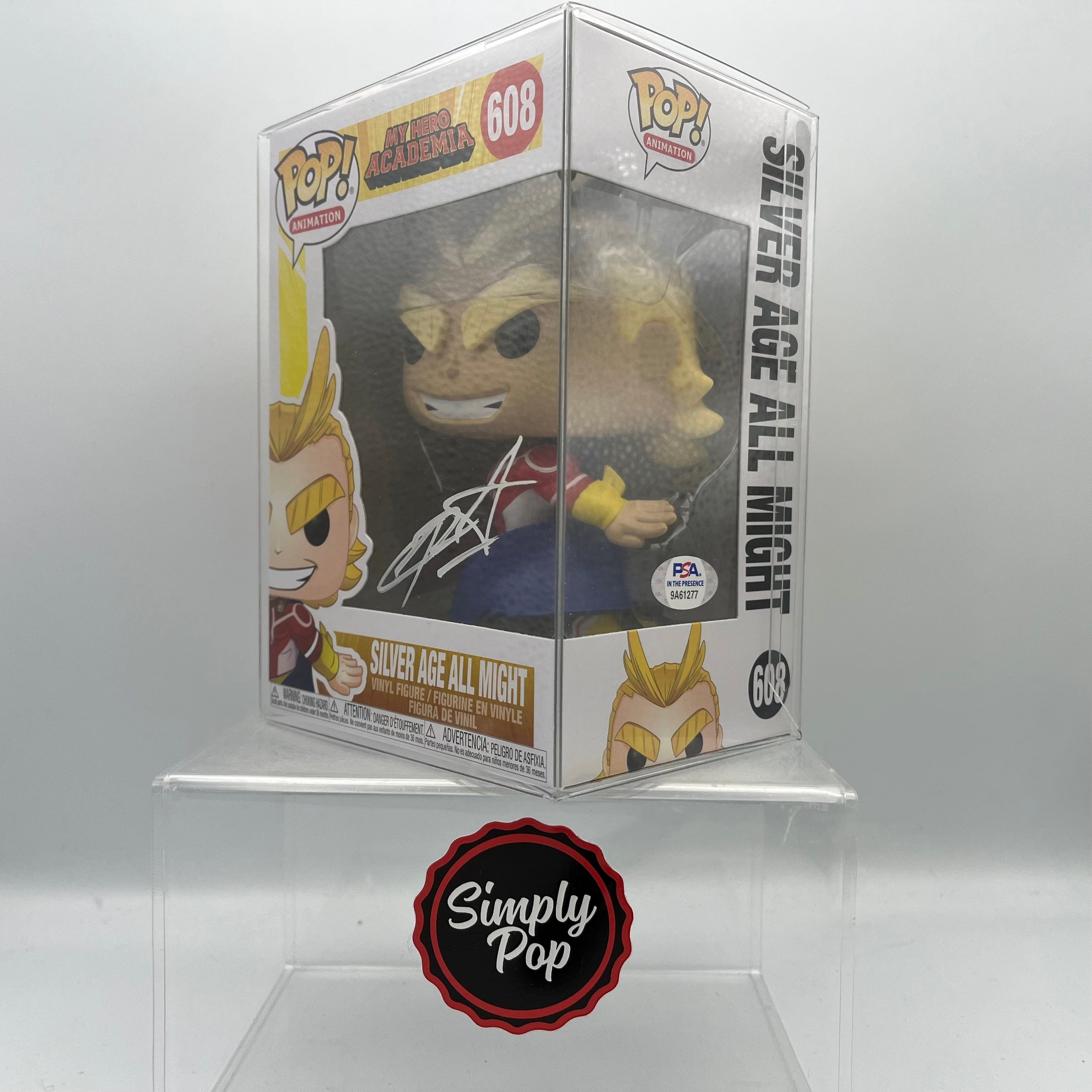 Funko Pop Silver Age All Might #608 PSA Autographed / Signed by Chris Sabat with Certificate